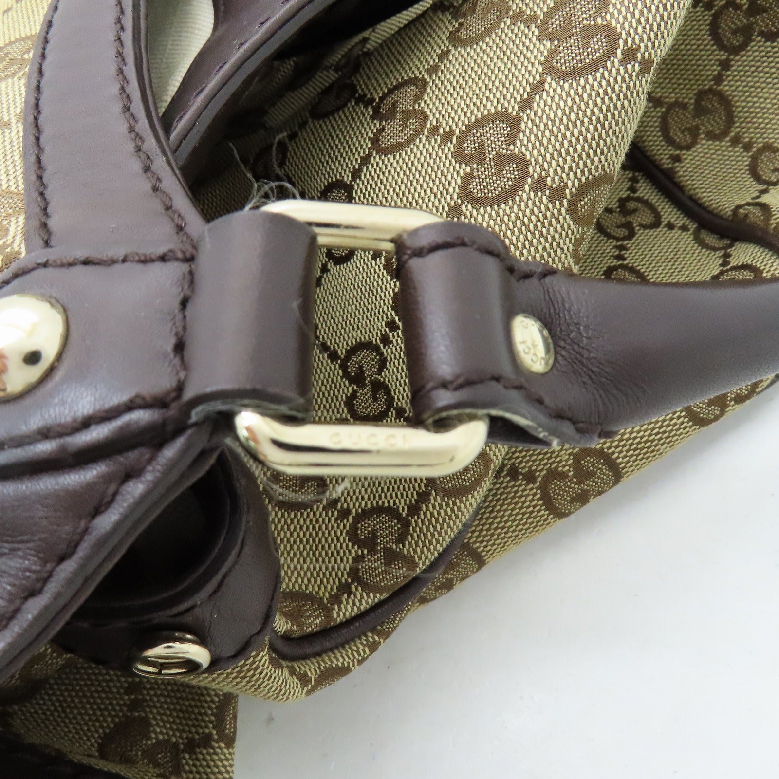 GUCCI 【激減優惠】帆布Shoulder Bag金扣肩背袋啡色