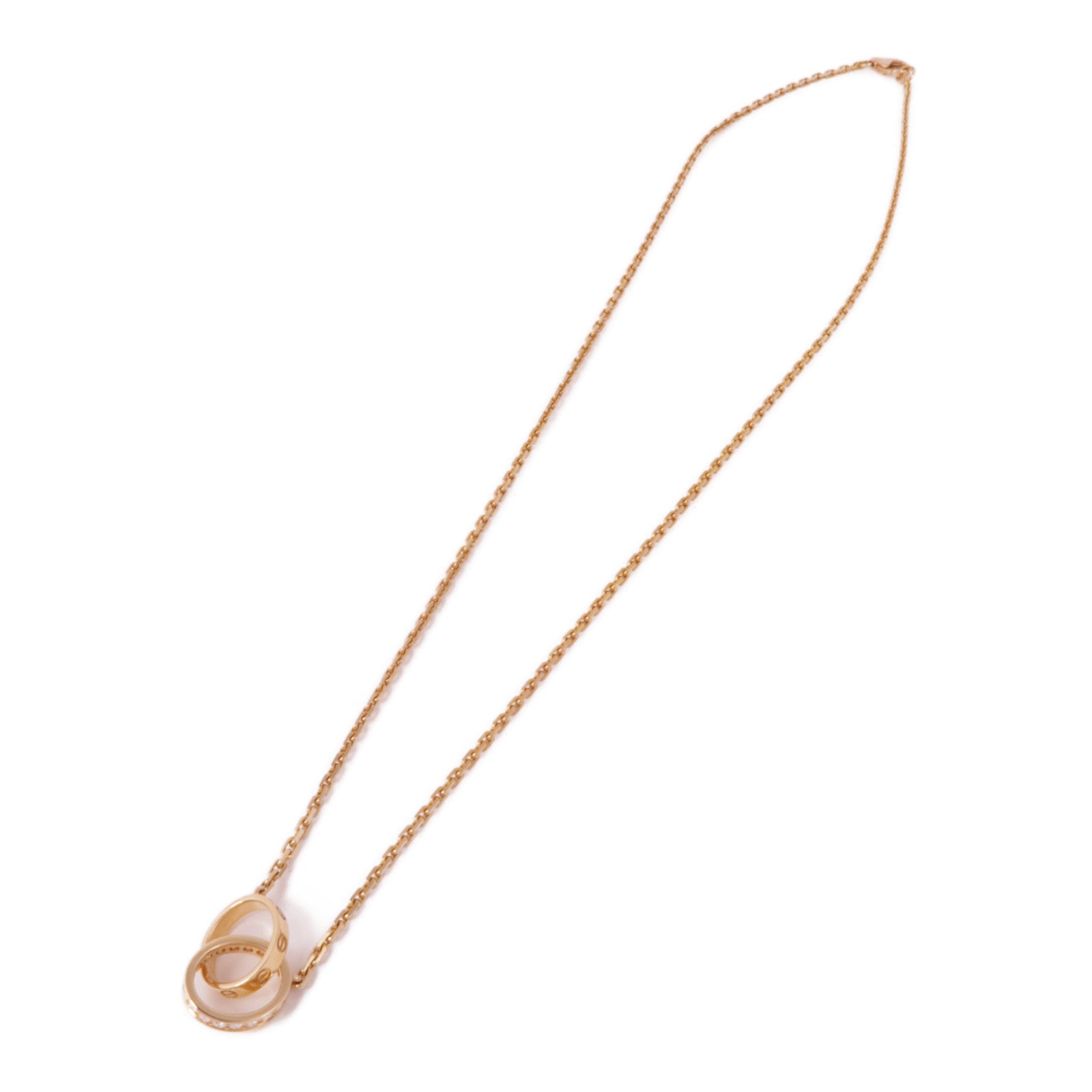 CARTIER 18K玫瑰金Love Necklace Diamonds鑽石項鍊