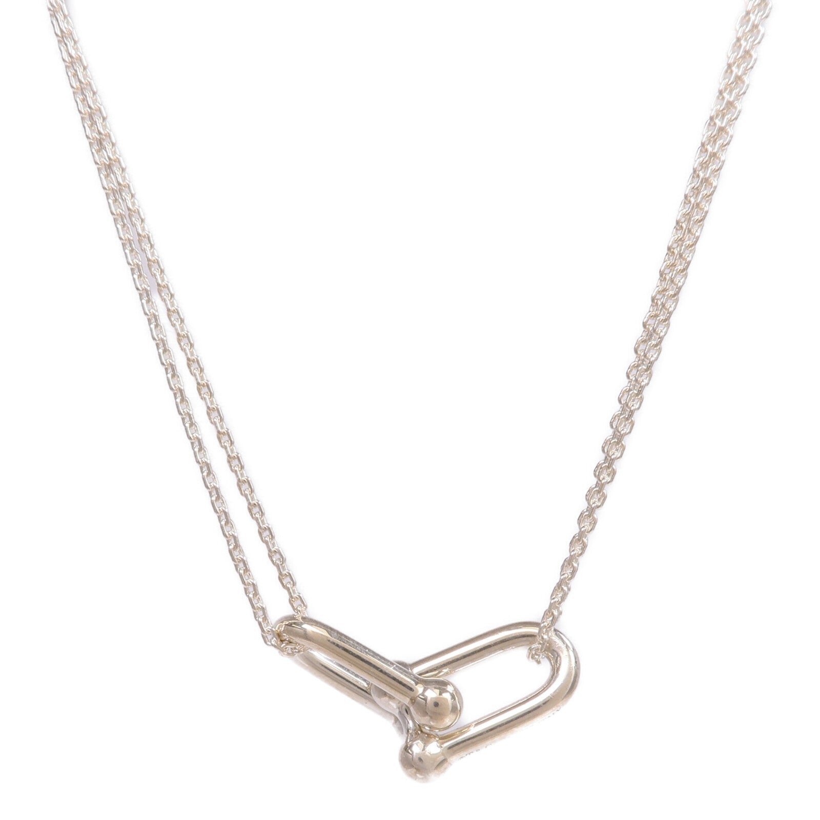 TIFFANY＆CO 925純銀Double Link Pendant Necklace項鍊
