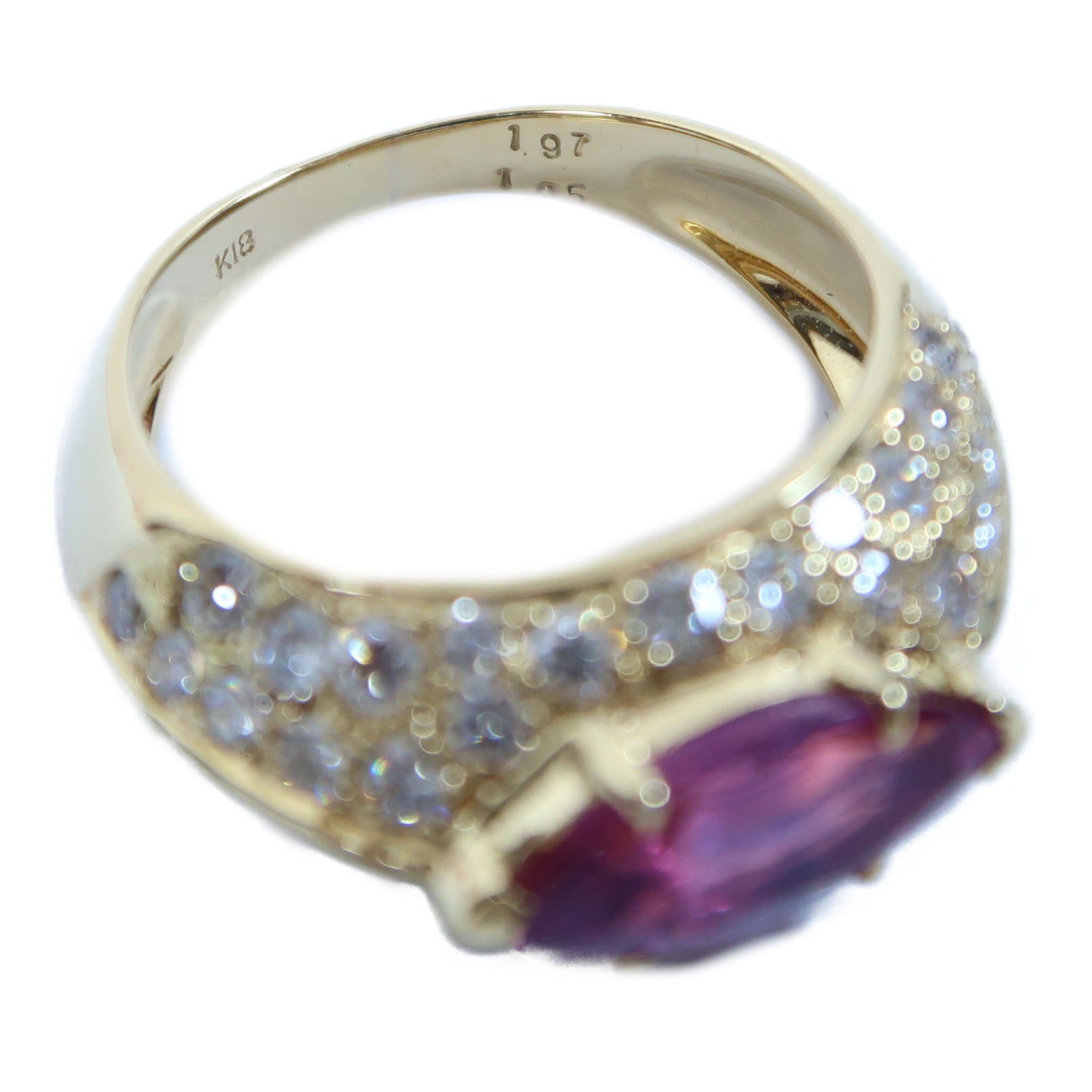 JEWELRY 【激減優惠】18K黃金Pink Sapphire Ring 1.97ct粉紅色藍寶石/1.05ct鑽石戒指US#6.5