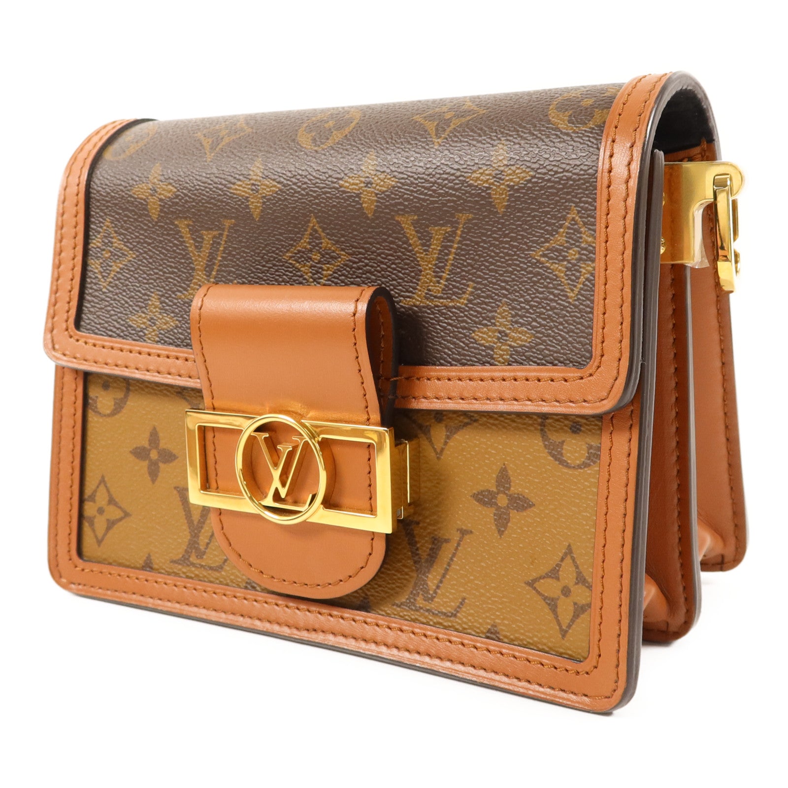 LOUIS VUITTON Monogram Reverse Mini Dauphine金扣肩背袋