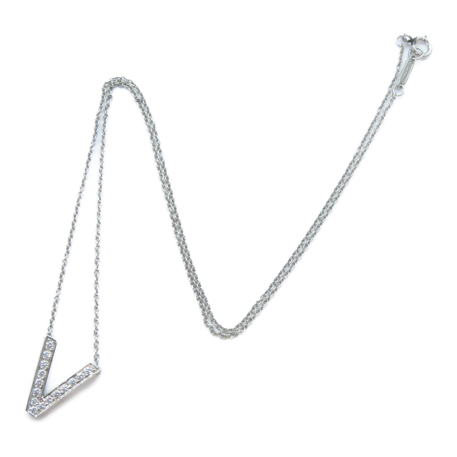 TIFFANY＆CO PT950鉑金V Diamond Neckalce鑽石項鍊