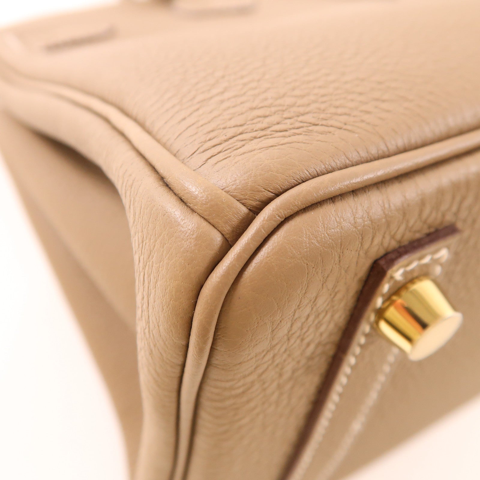 HERMES ogo皮革Birkin 25金扣手挽袋Etoupe大象灰色