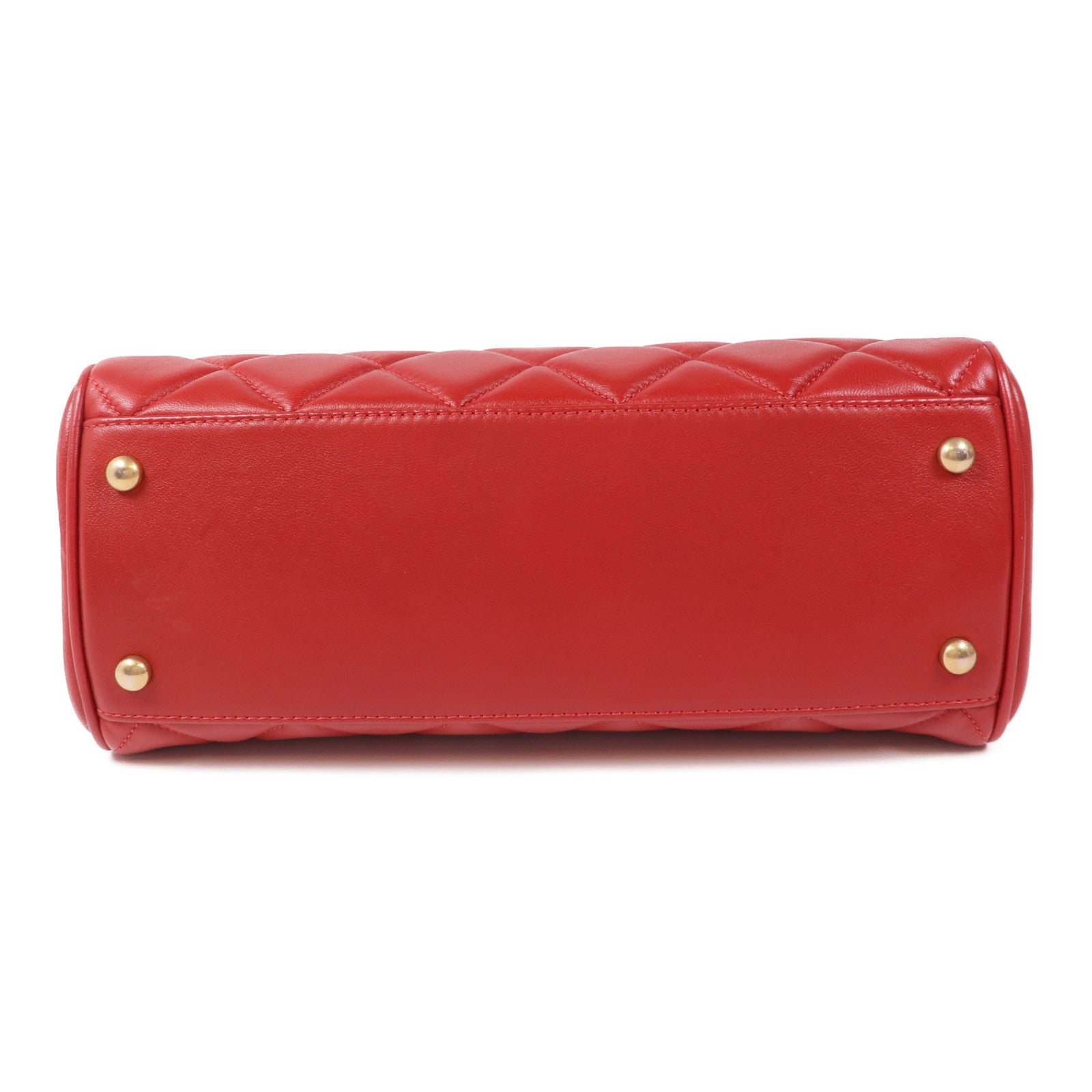 CHANEL CC GHW Materasse Chain Shoulder Bag Calfskin Leather Red