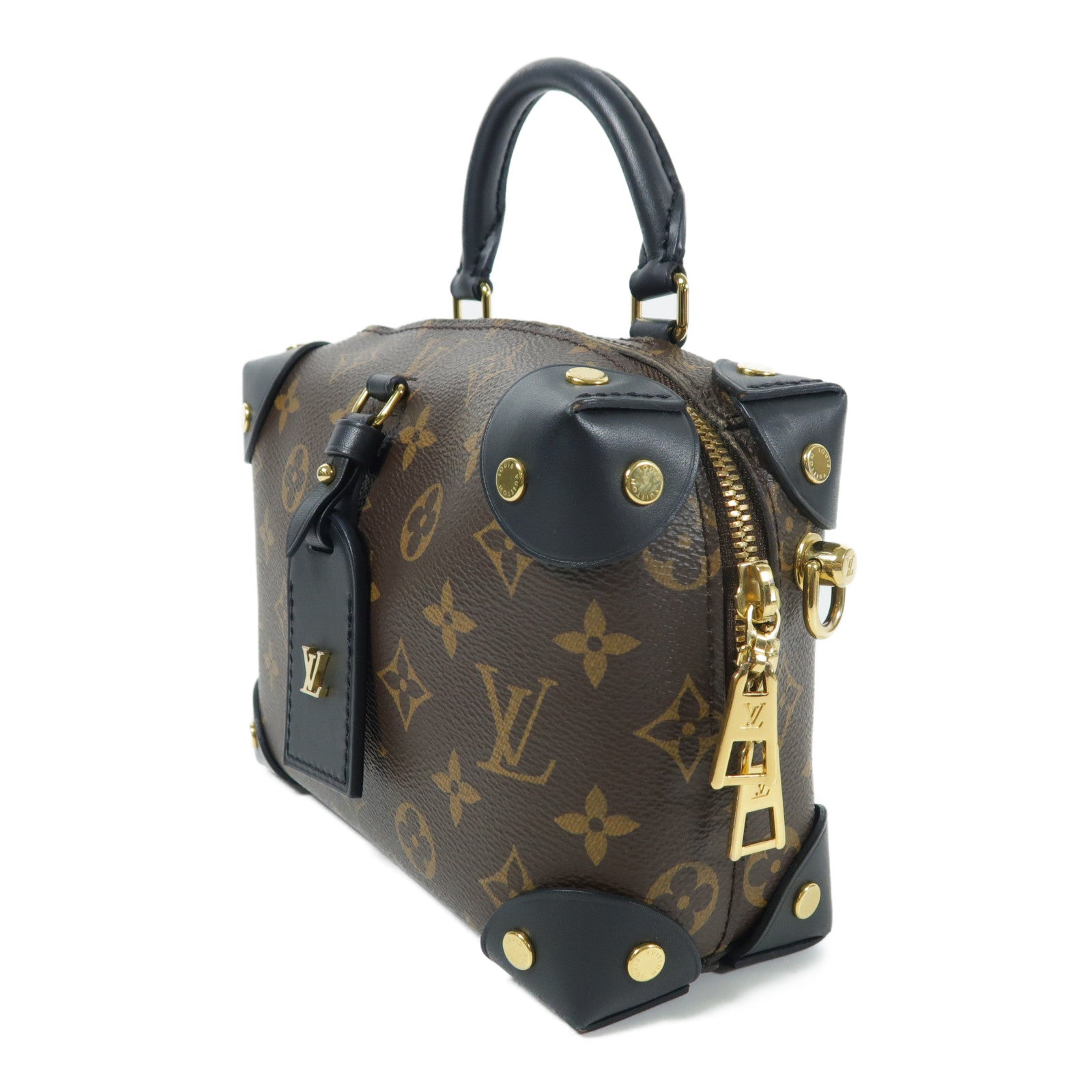 LOUIS VUITTON Monogram Petite Malle Souple金扣手挽肩背兩用袋
