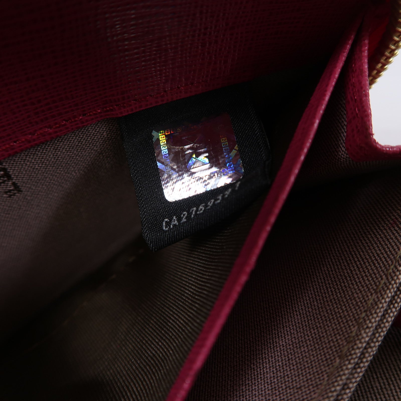 FENDI 塗層帆布Zipper Long Wallet金扣長錢包啡色/粉紅色