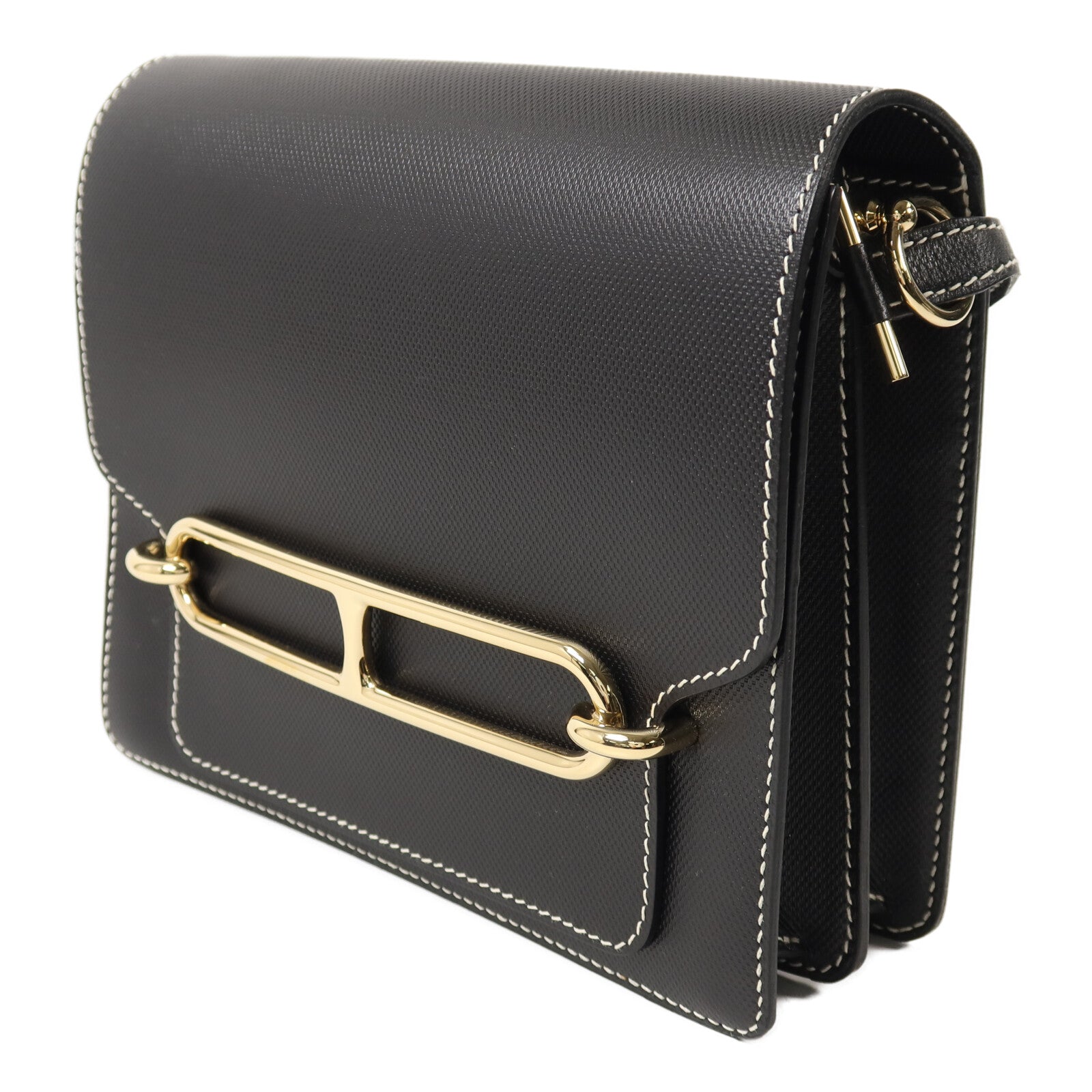 HERMES Grain d'H皮革Roulis 23肩背袋Noir