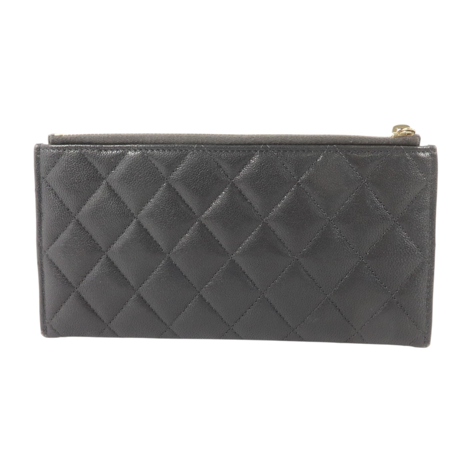 CHANEL 牛皮皮革Flat Long Wallet金扣長錢包