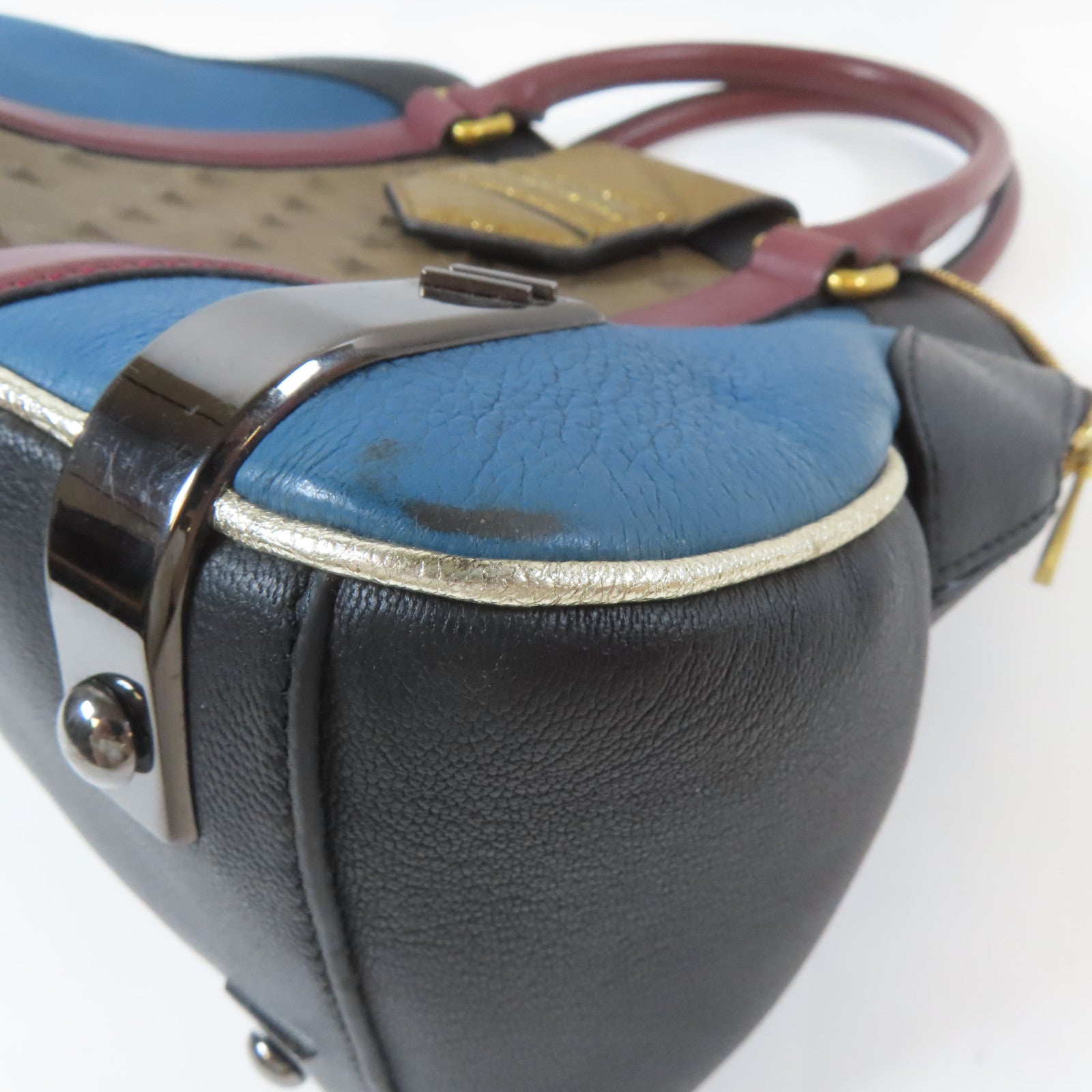 MARC BY MARC JACOBS 牛皮皮革Hand Bag金扣手挽袋藍色/黑色/金色/啡色
