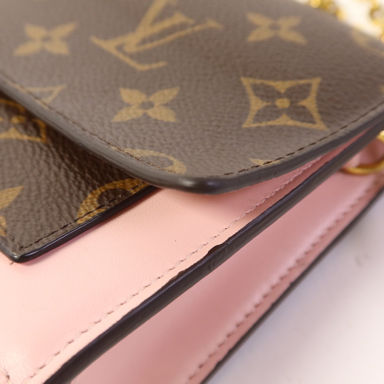 LOUIS VUITTON Monogram Flore Chain Wallet金扣鏈帶肩背袋