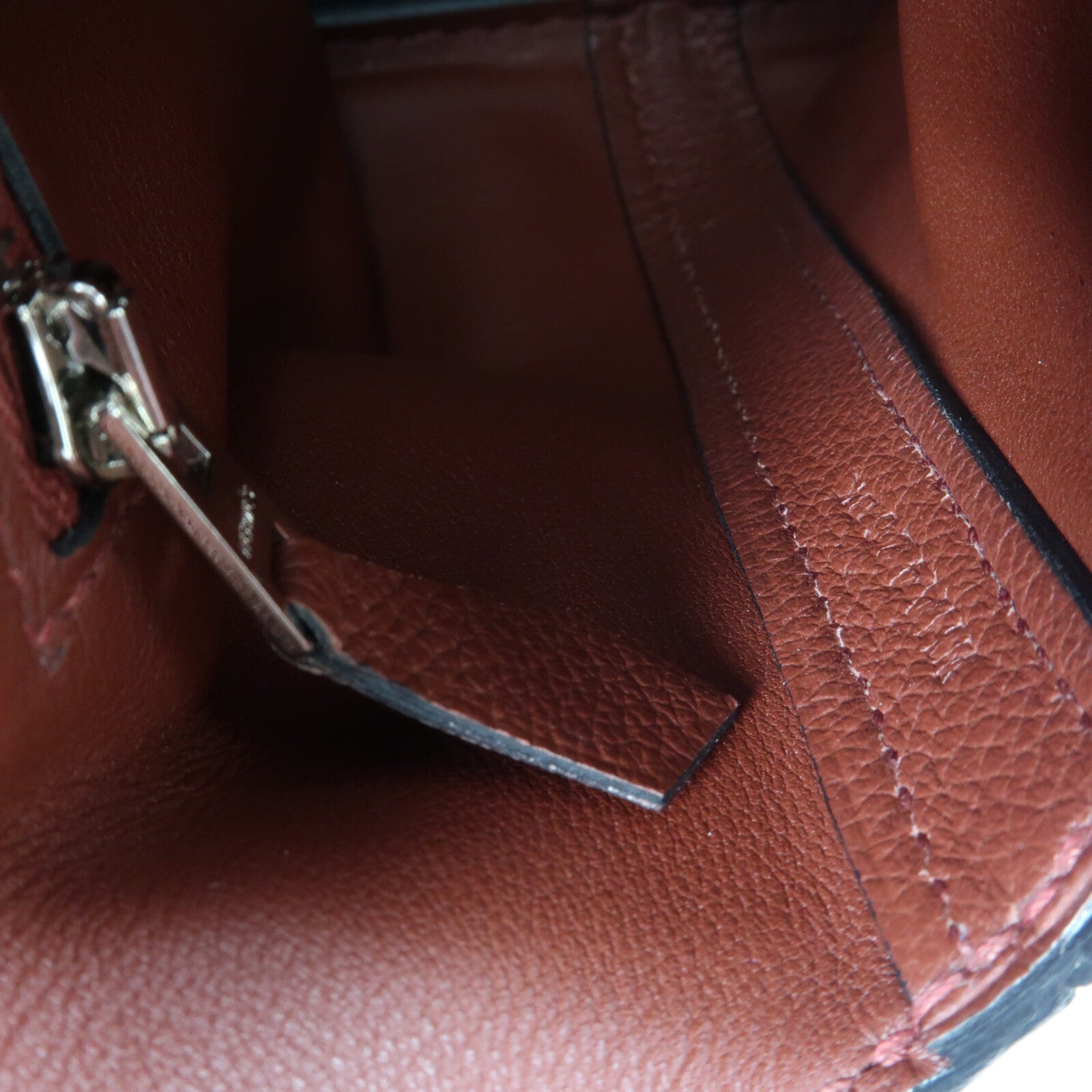 HERMES Evercolor皮革24/24 Mini銀扣手挽肩背兩用袋Rougeh