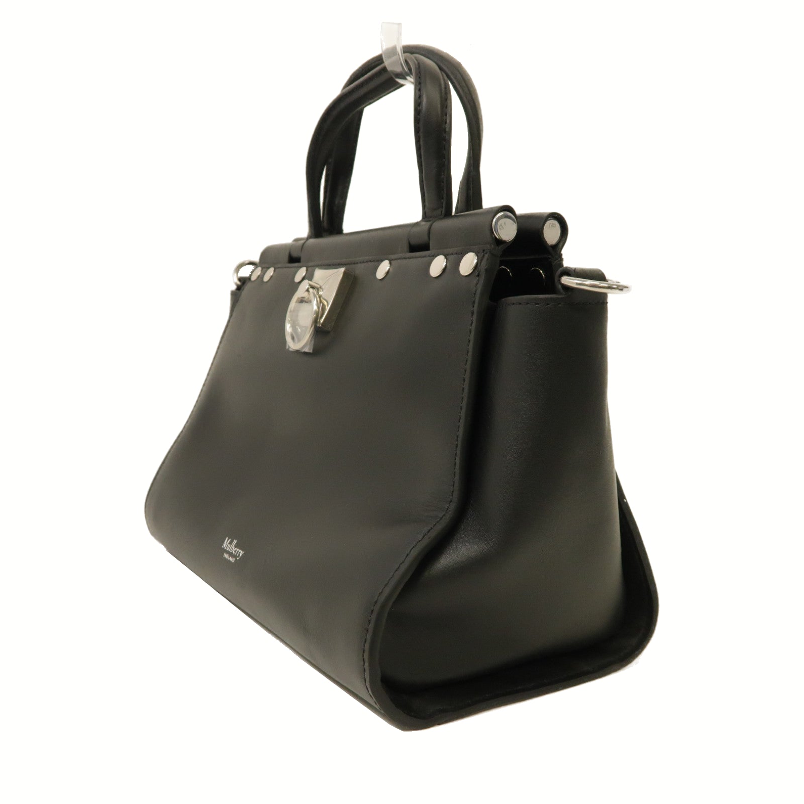 MULBERRY 牛皮皮革2Way Shoulder銀扣手挽肩背兩用袋黑色