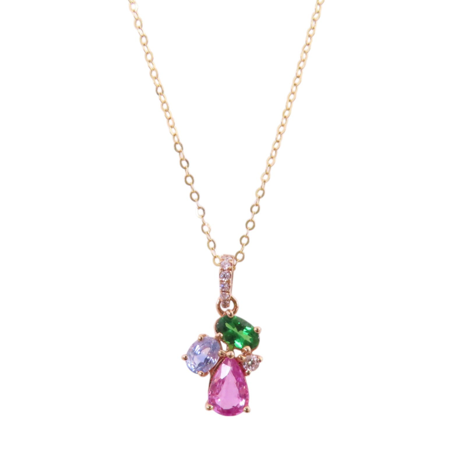 JEWELRY 18K黃金/彩色寶石/鑽石Diamond Multi Stone Necklace項鏈