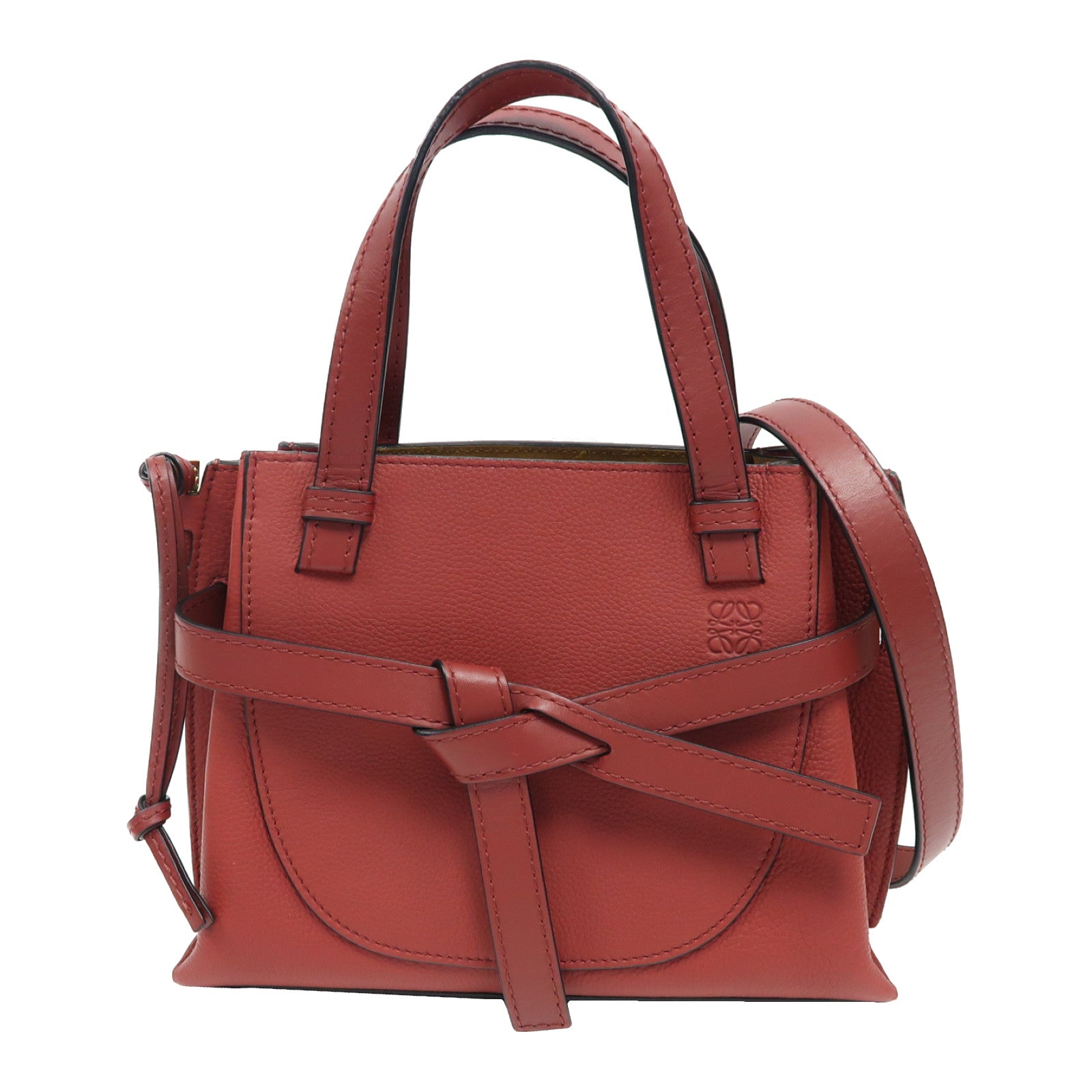 LOEWE 【激減優惠】牛皮皮革Gate Tote Bag金扣手挽肩背兩用袋紅色