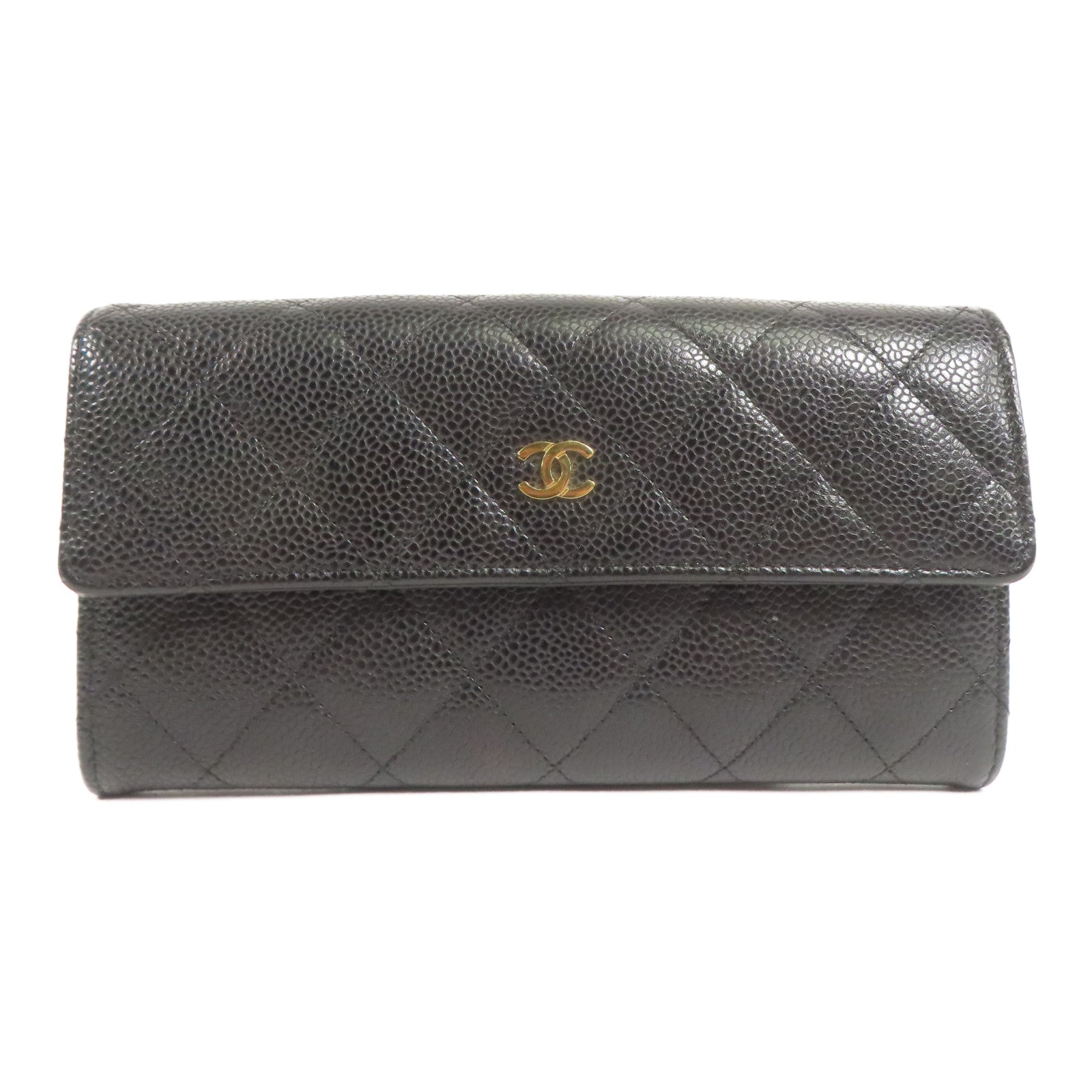 CHANEL 牛皮皮革Long Wallet金扣長錢包