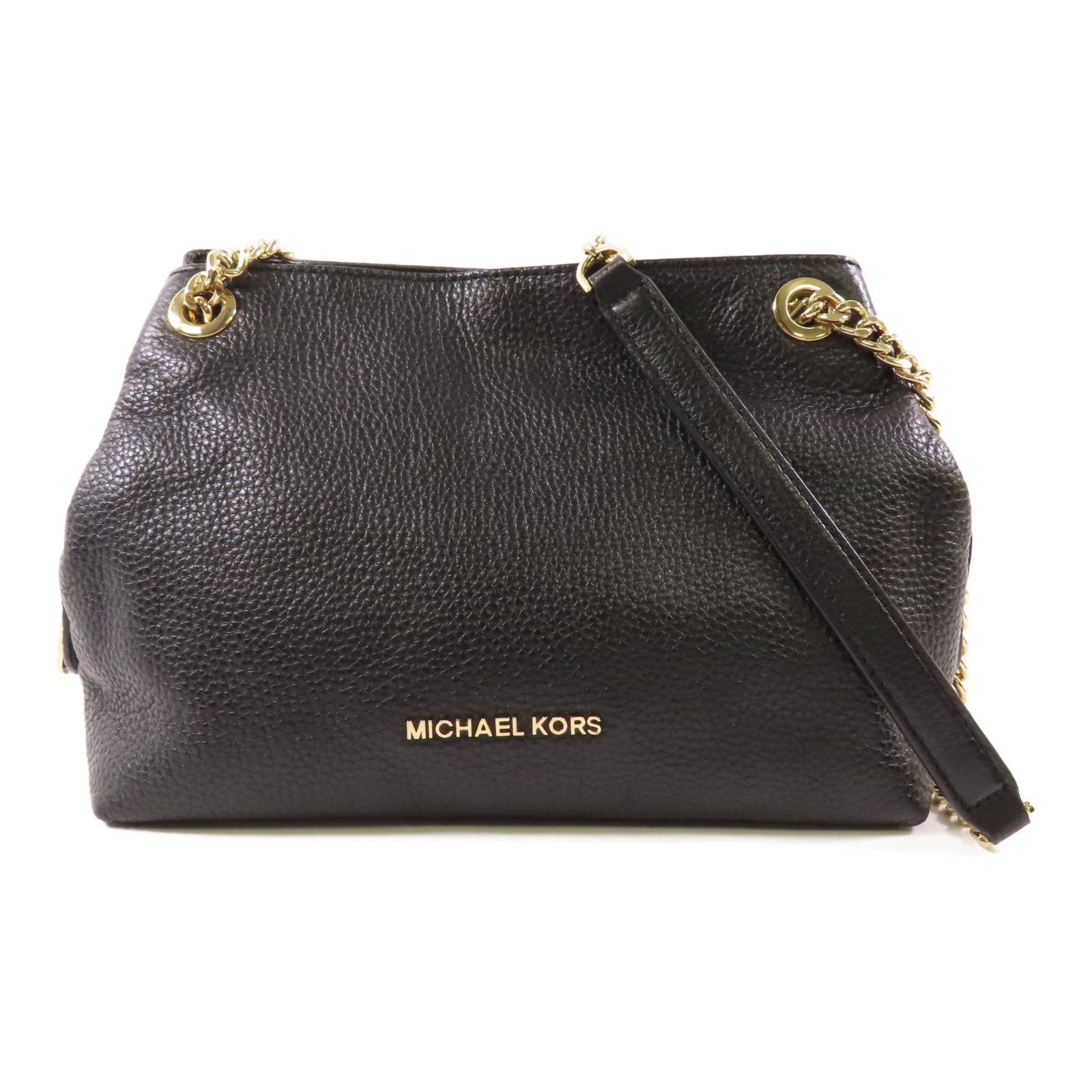 Michael Kors 牛皮皮革Chain Shoulder金扣鏈帶肩背袋