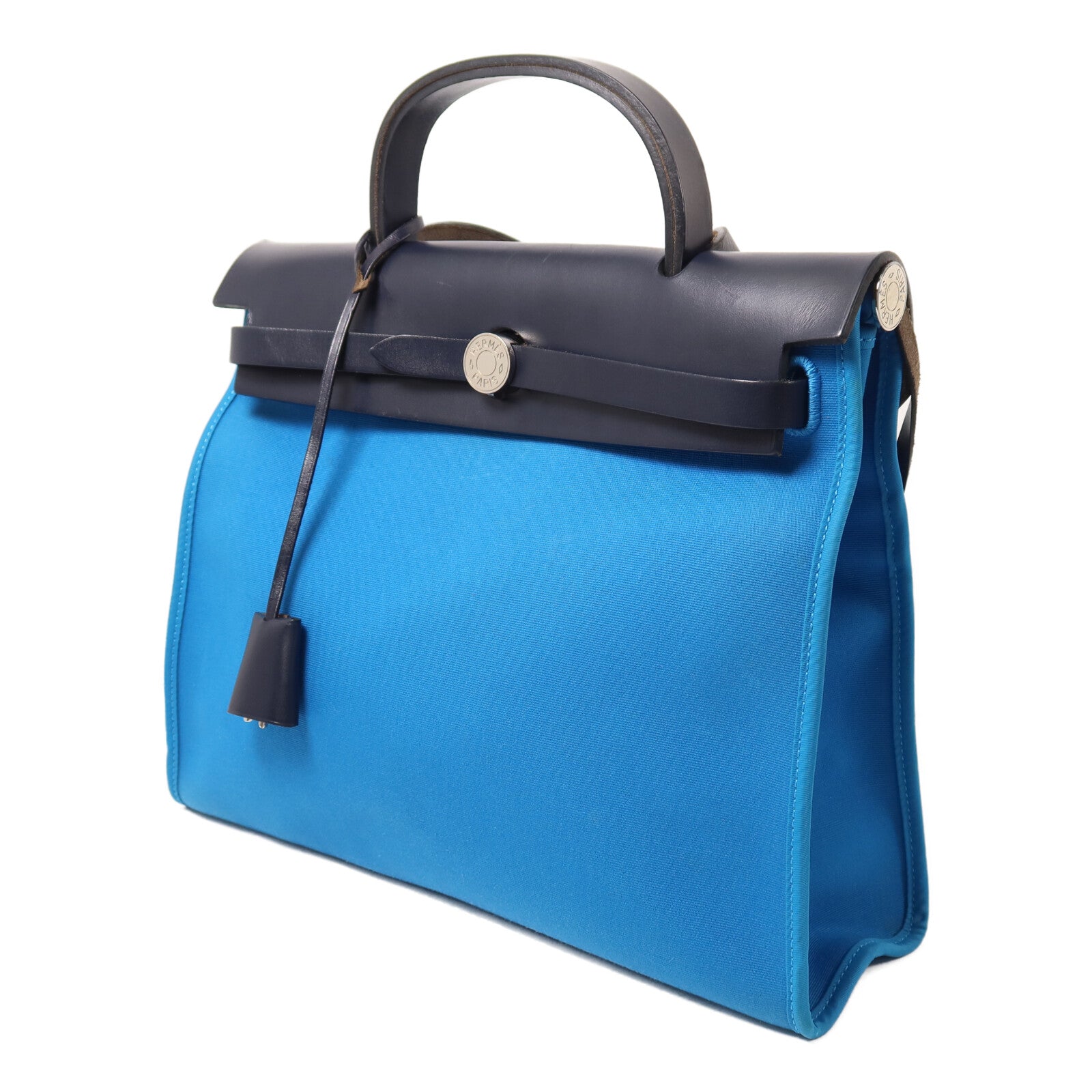 HERMES 帆布Herbag PM手挽肩背兩用袋Bleu Zanzibar