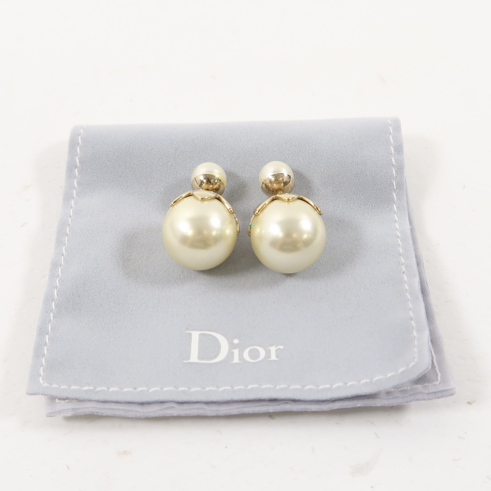 Dior 金屬/PVC Earrings耳環金色/白色