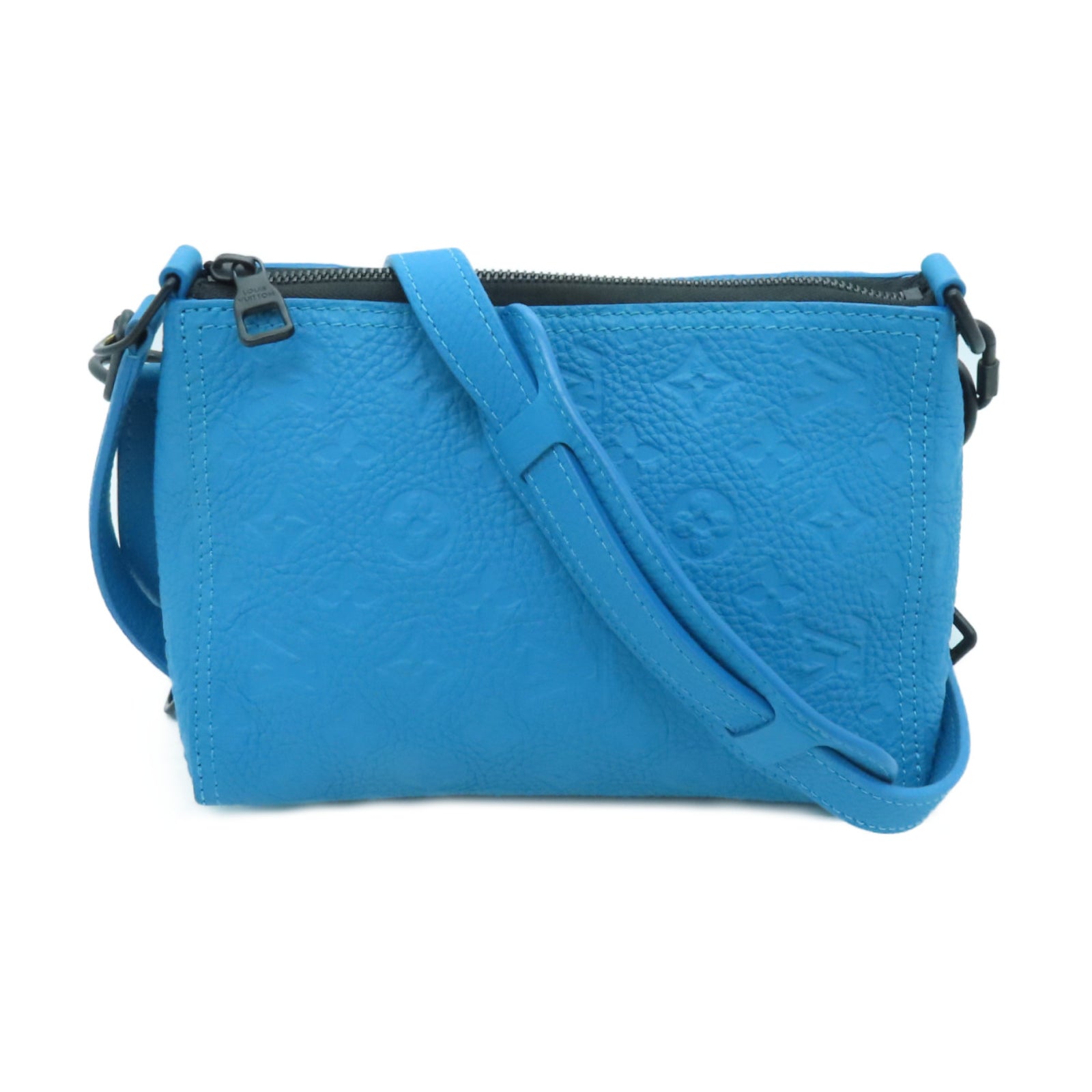 LOUIS VUITTON 【清倉大減價】Taurillon Monogram Triangle黑扣肩背袋藍色