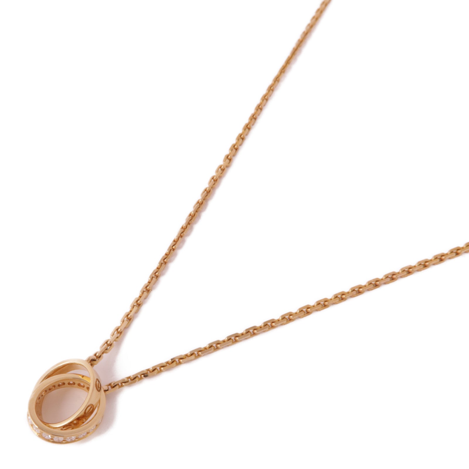 CARTIER 18K玫瑰金Love Necklace Diamonds鑽石項鍊