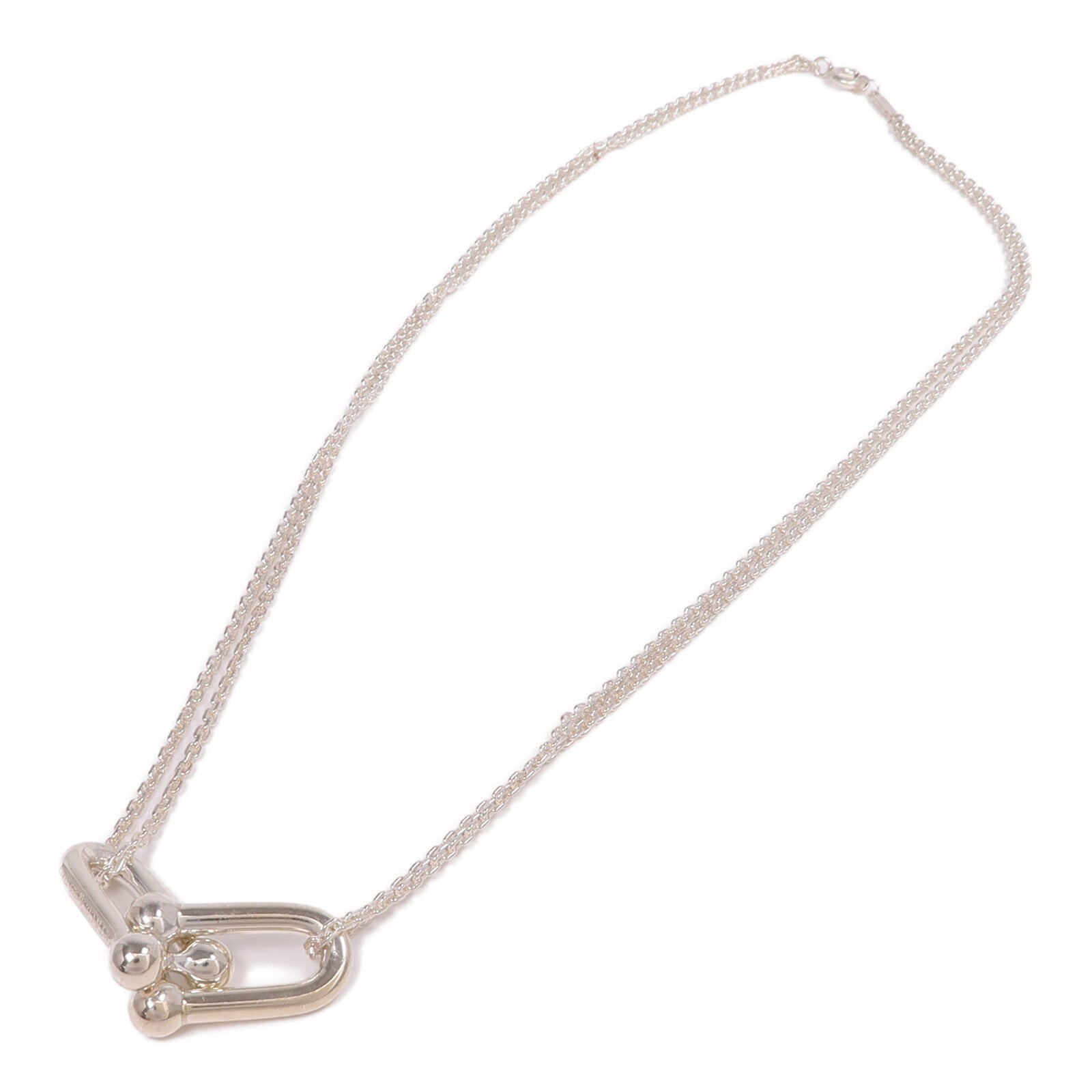 TIFFANY＆CO 925純銀Double Link Pendant Necklace項鍊