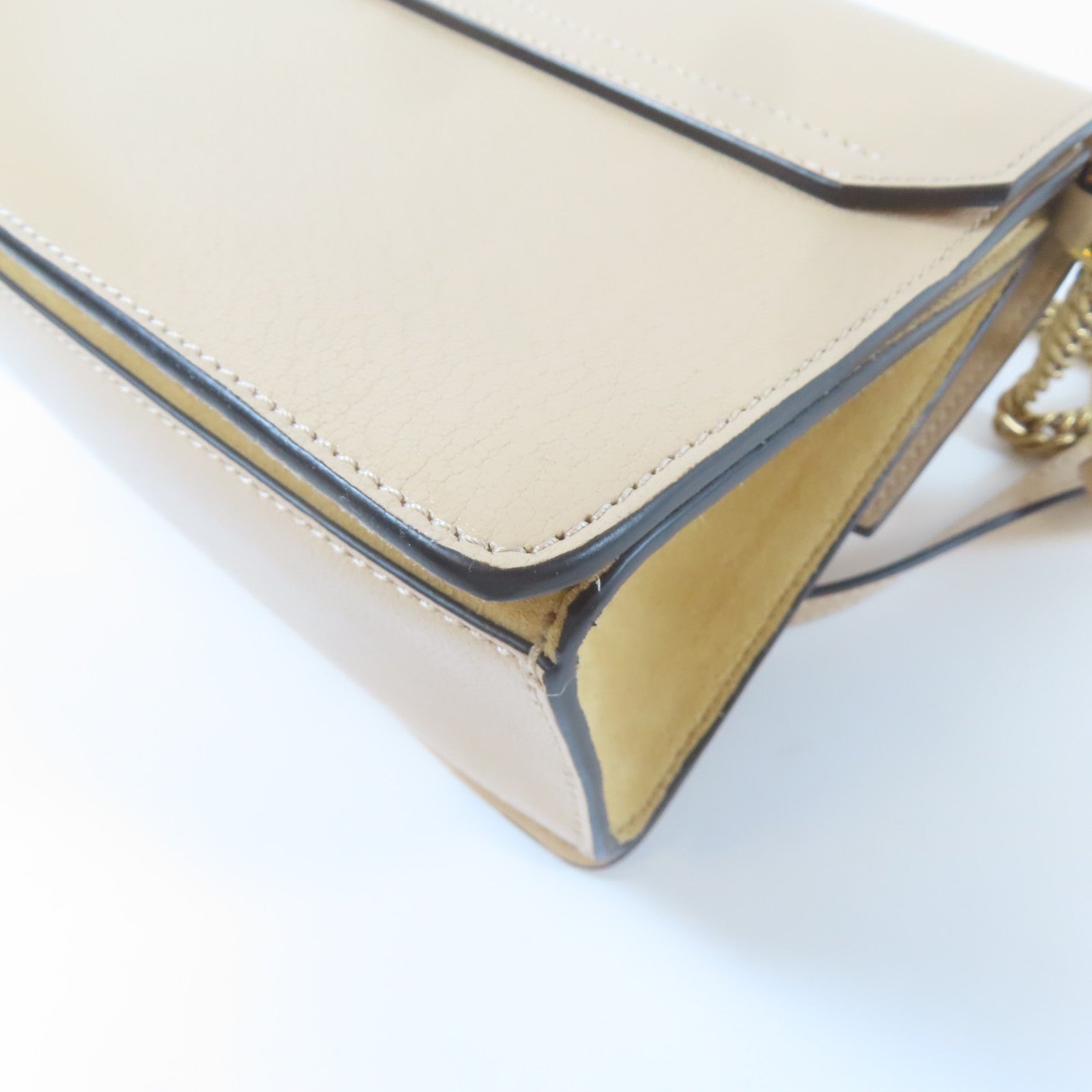 GIVENCHY 【激減優惠】牛皮皮革Shoulder Bag金扣手挽肩背兩用袋杏色