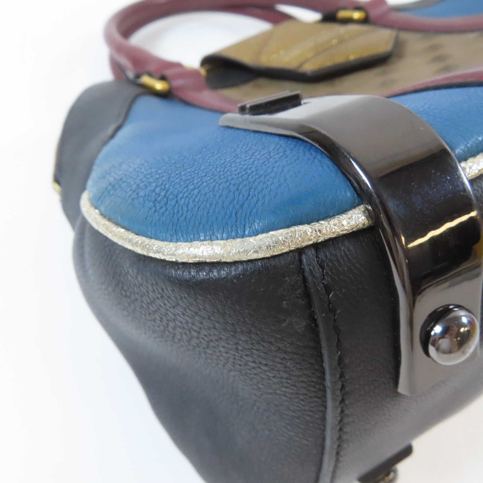 MARC BY MARC JACOBS 牛皮皮革Hand Bag金扣手挽袋藍色/黑色/金色/啡色