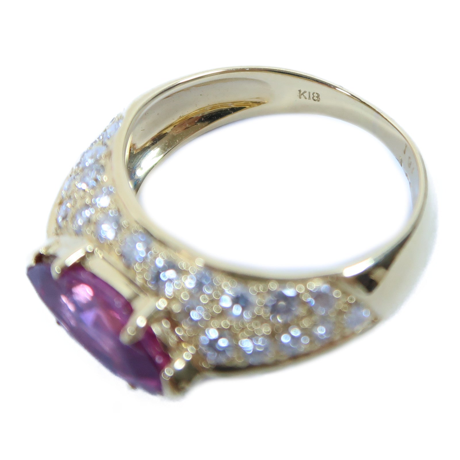 JEWELRY 【激減優惠】18K黃金Pink Sapphire Ring 1.97ct粉紅色藍寶石/1.05ct鑽石戒指US#6.5