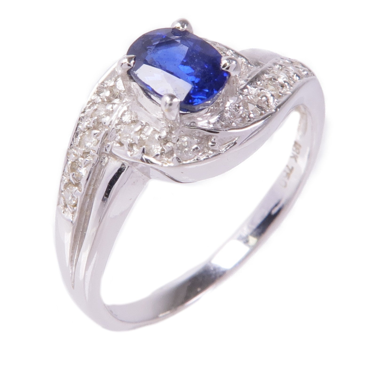 JEWELRY 18K白金Sapphire Diamond Ring藍寶石/鑽石戒指US#5.75