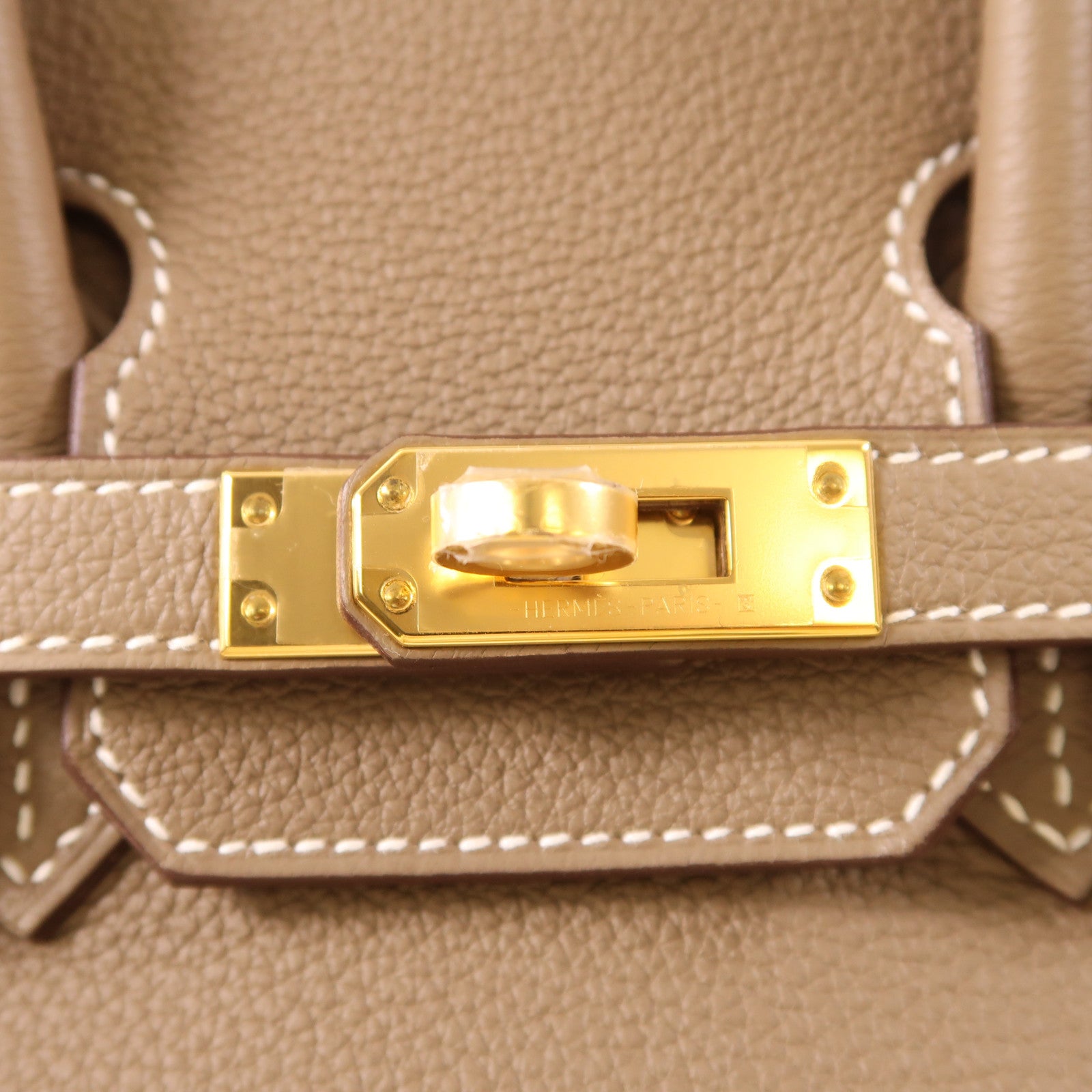 HERMES ogo皮革Birkin 25金扣手挽袋Etoupe大象灰色