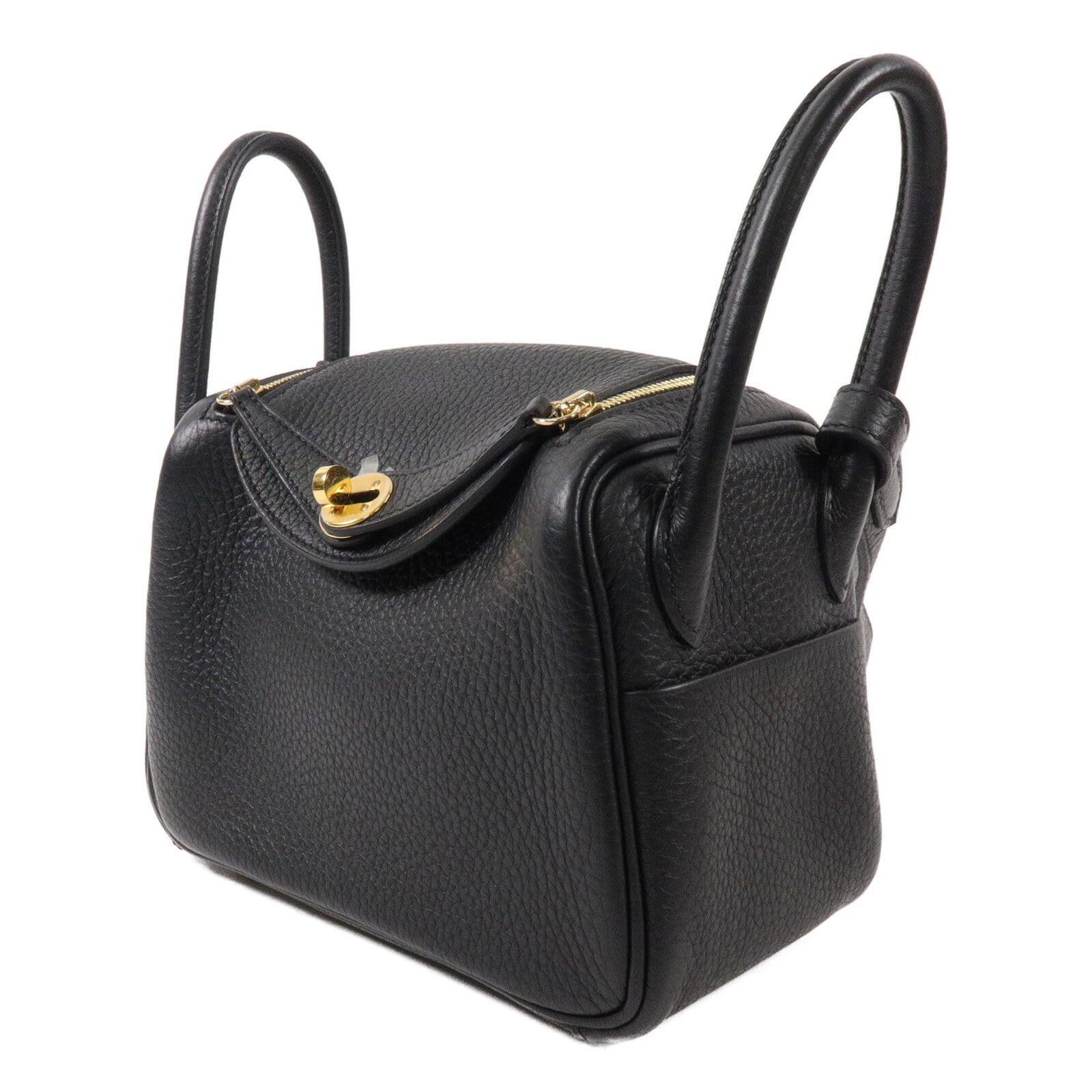 HERMES Clemence皮革Mini Lindy手挽肩背兩用袋Noir