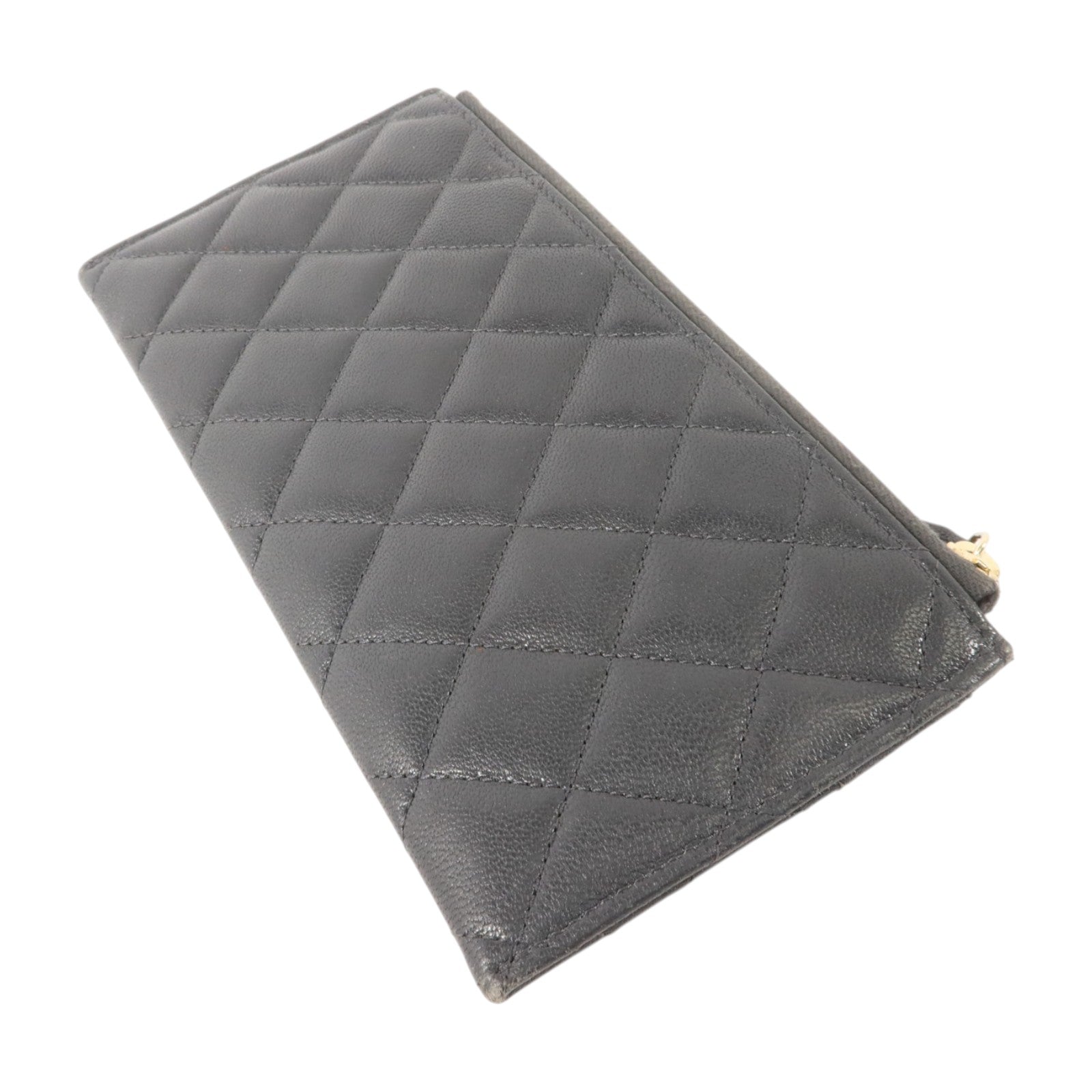 CHANEL 牛皮皮革Flat Long Wallet金扣長錢包