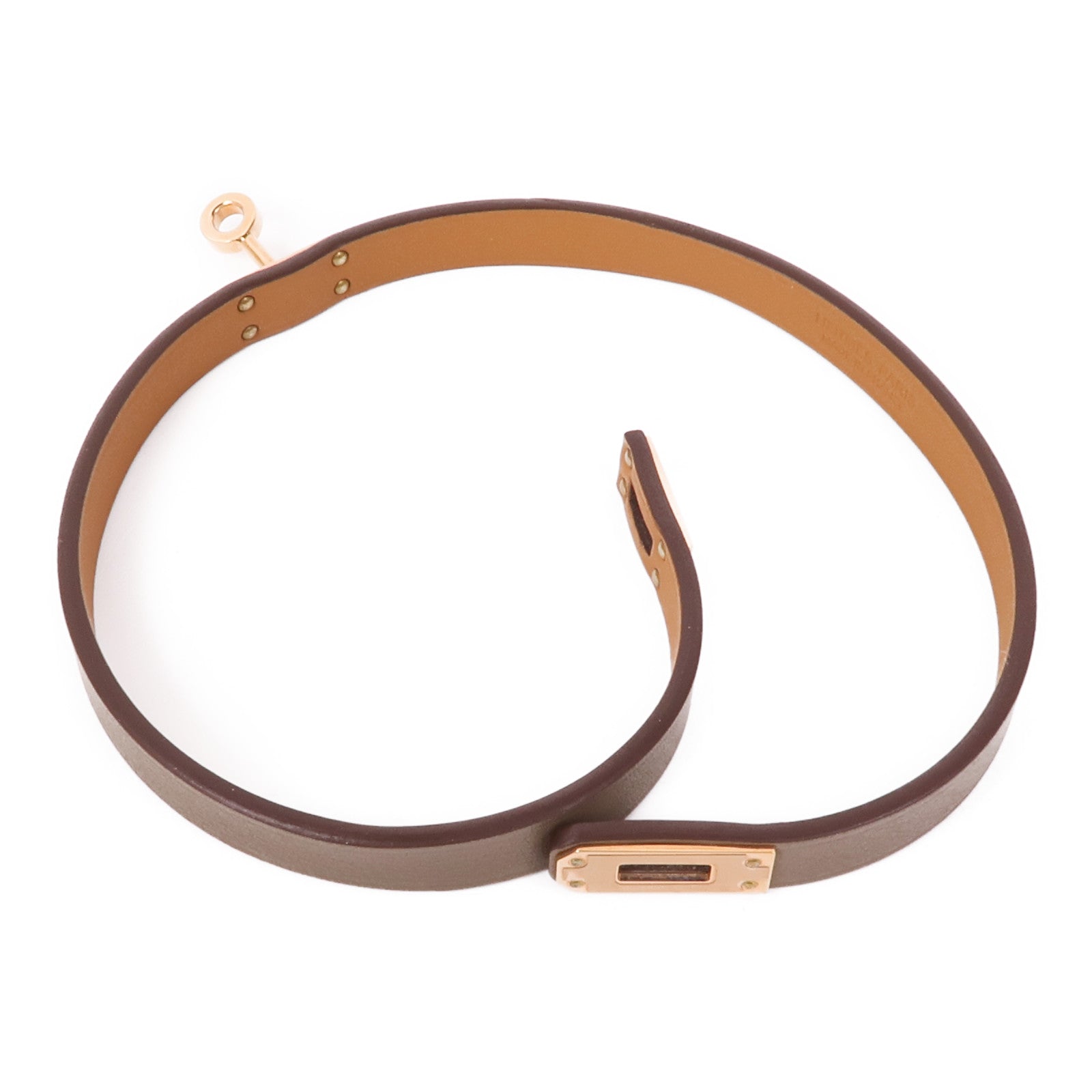 HERMES Swift皮革Mini Kelly Bracelet手鐲Etoupe