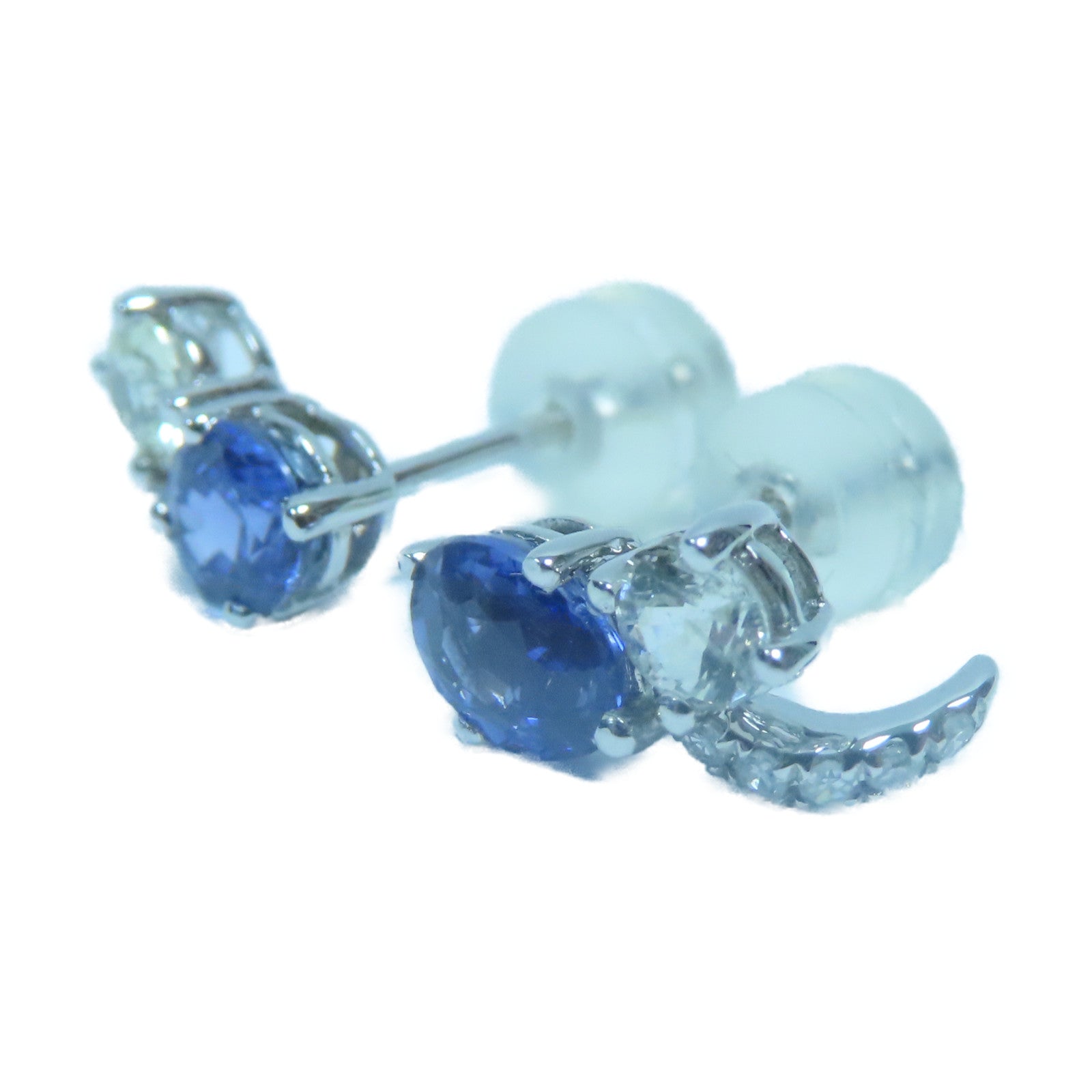 JEWELRY **【激減優惠】18K白金Sapphire Diamond Earrings 1.34ct藍寶石/0.06ct鑽石耳環銀色/藍色
