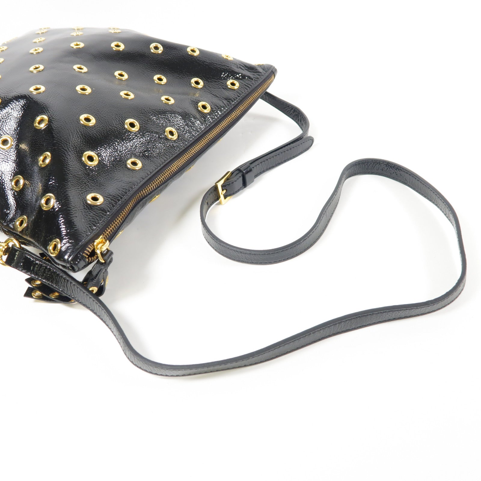 Valentino 漆皮皮革Shoulder Bag金扣肩背袋