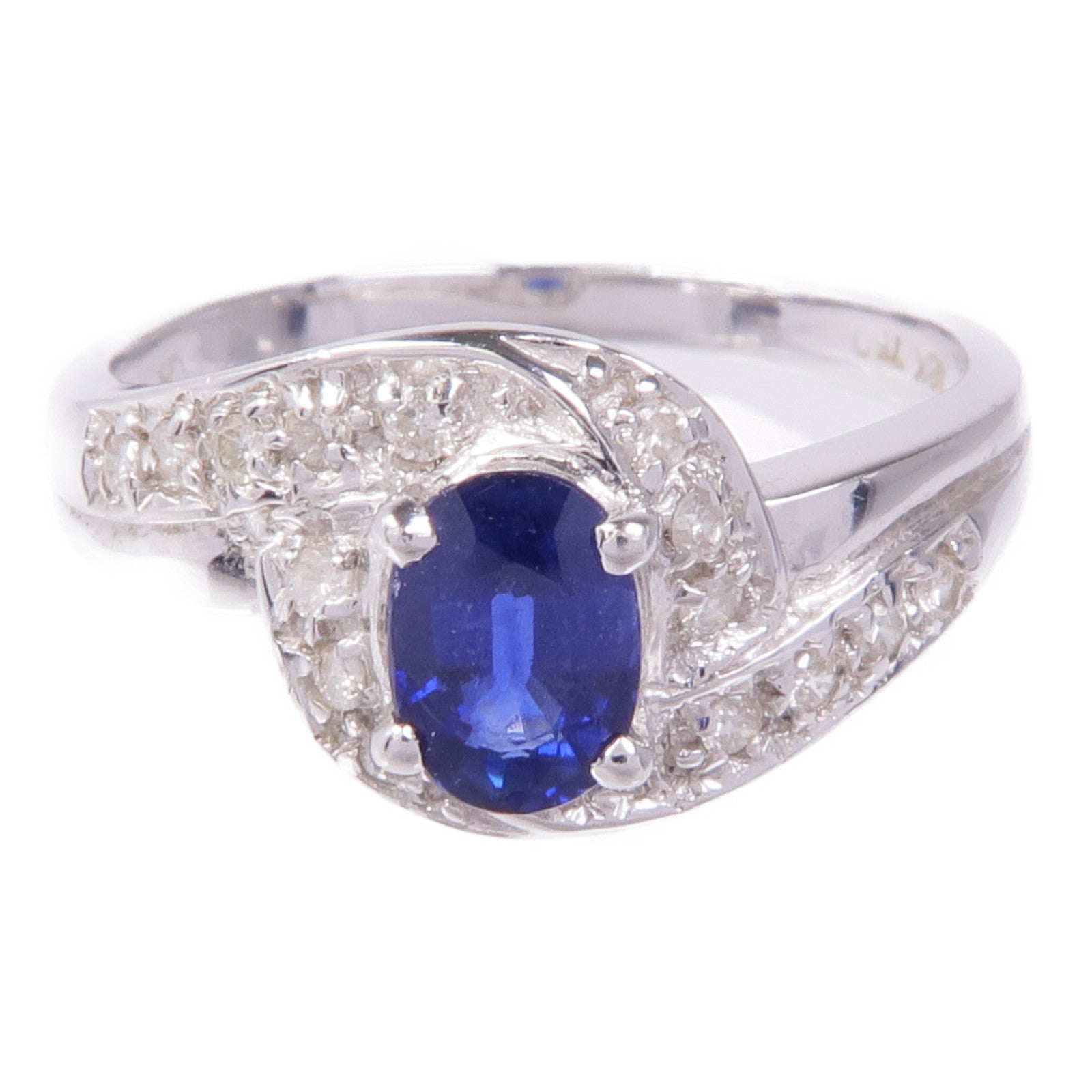 JEWELRY 【激減優惠】18K白金Sapphire Diamond Ring藍寶石/鑽石戒指US#5.75