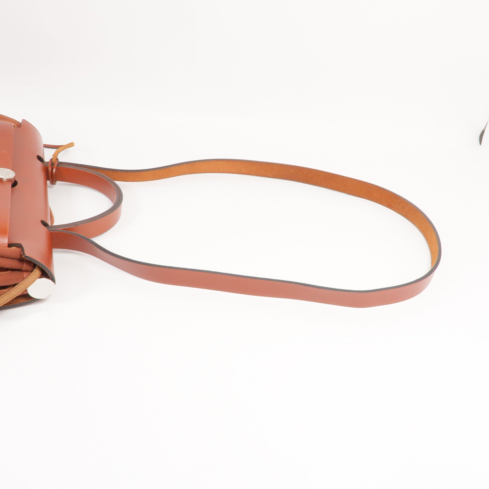 HERMES 帆布Herbag PM銀扣手挽肩背兩用袋Rouge H