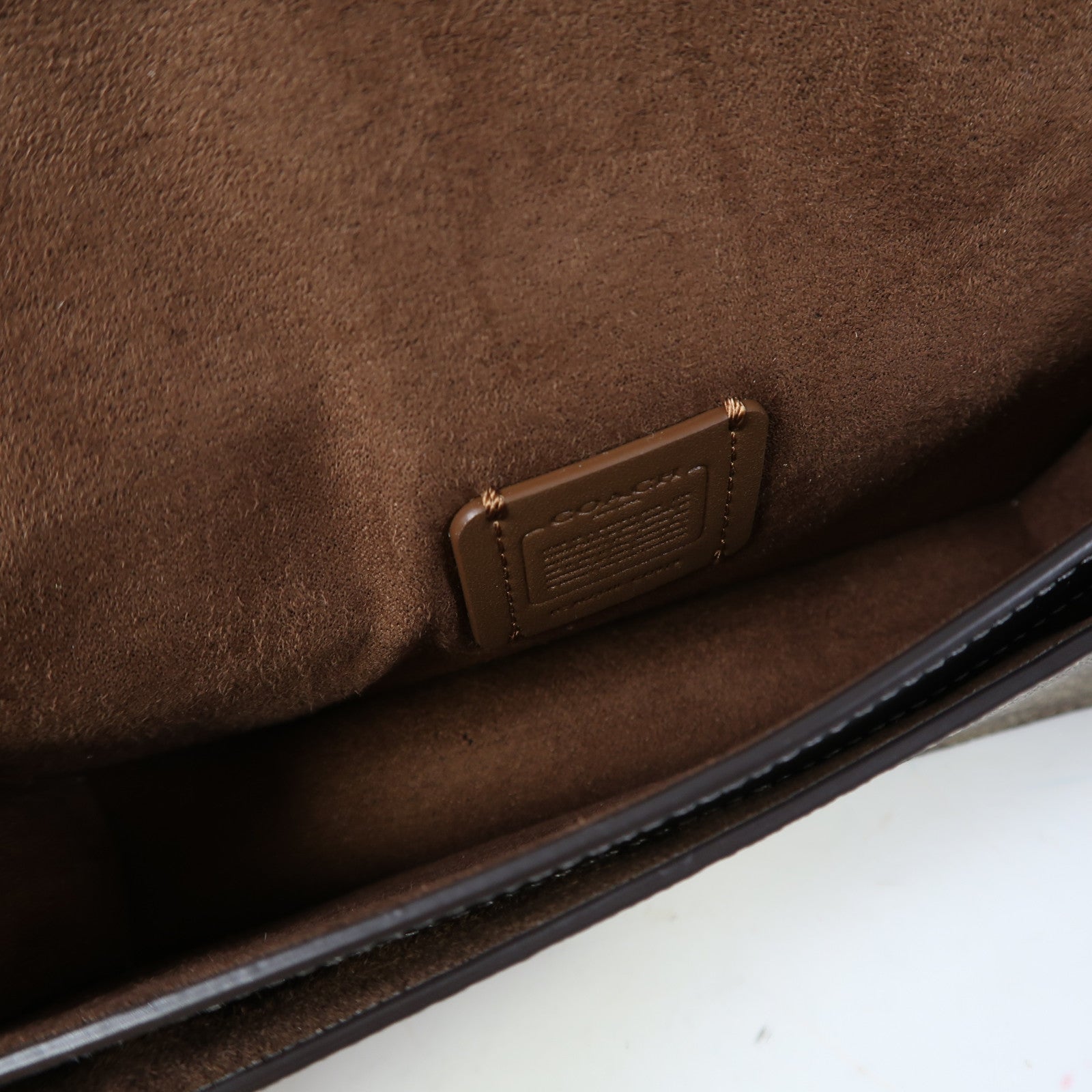COACH 塗層帆布/牛皮皮革Shoulder Bag金扣肩背袋啡色