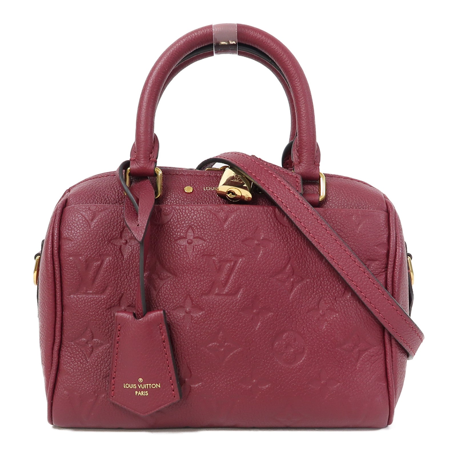 LOUIS VUITTON Monogram Empreinte Speedy 25金扣手挽肩背兩用袋紅色