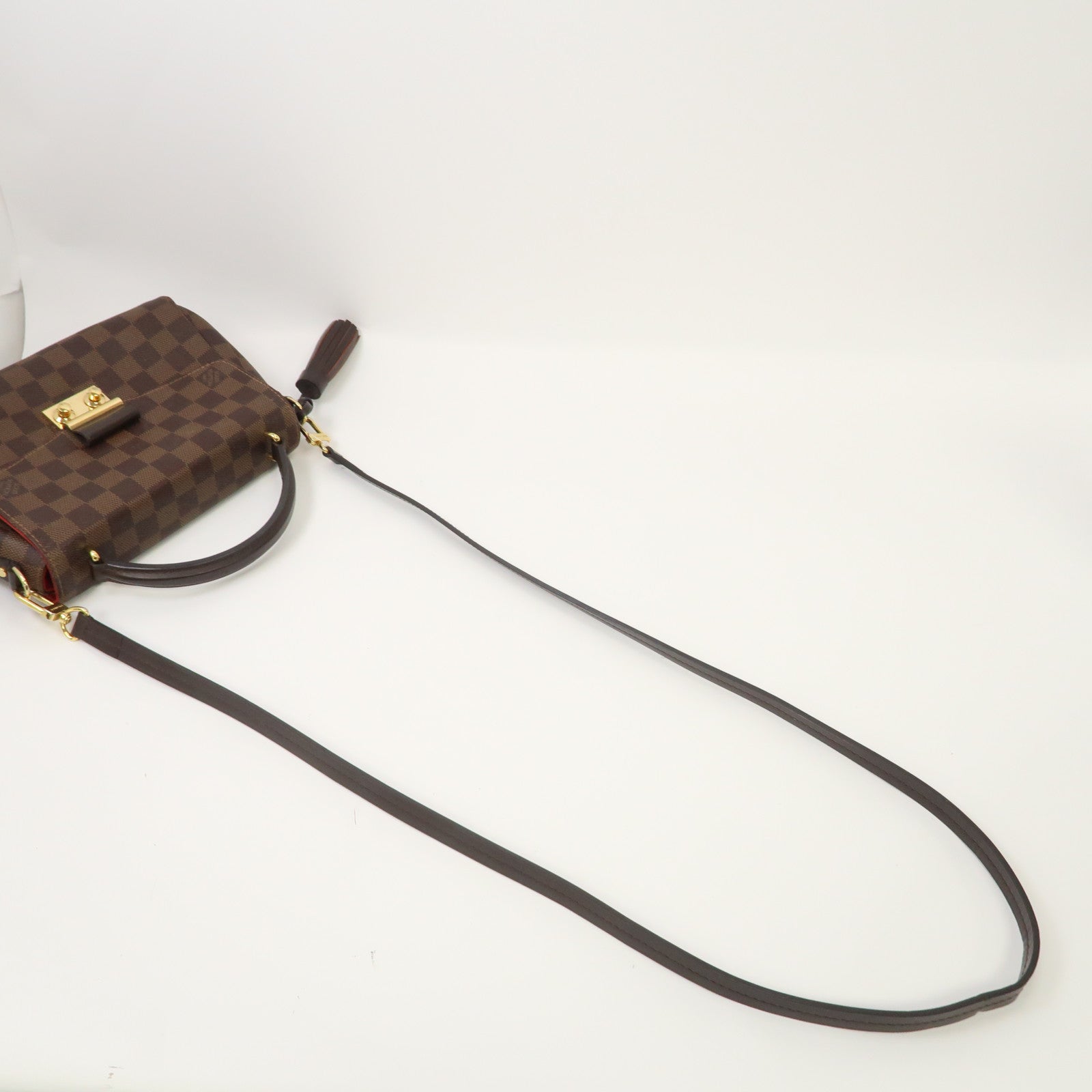 LOUIS VUITTON Damier Ebene Croisette金扣手挽肩背兩用袋啡色