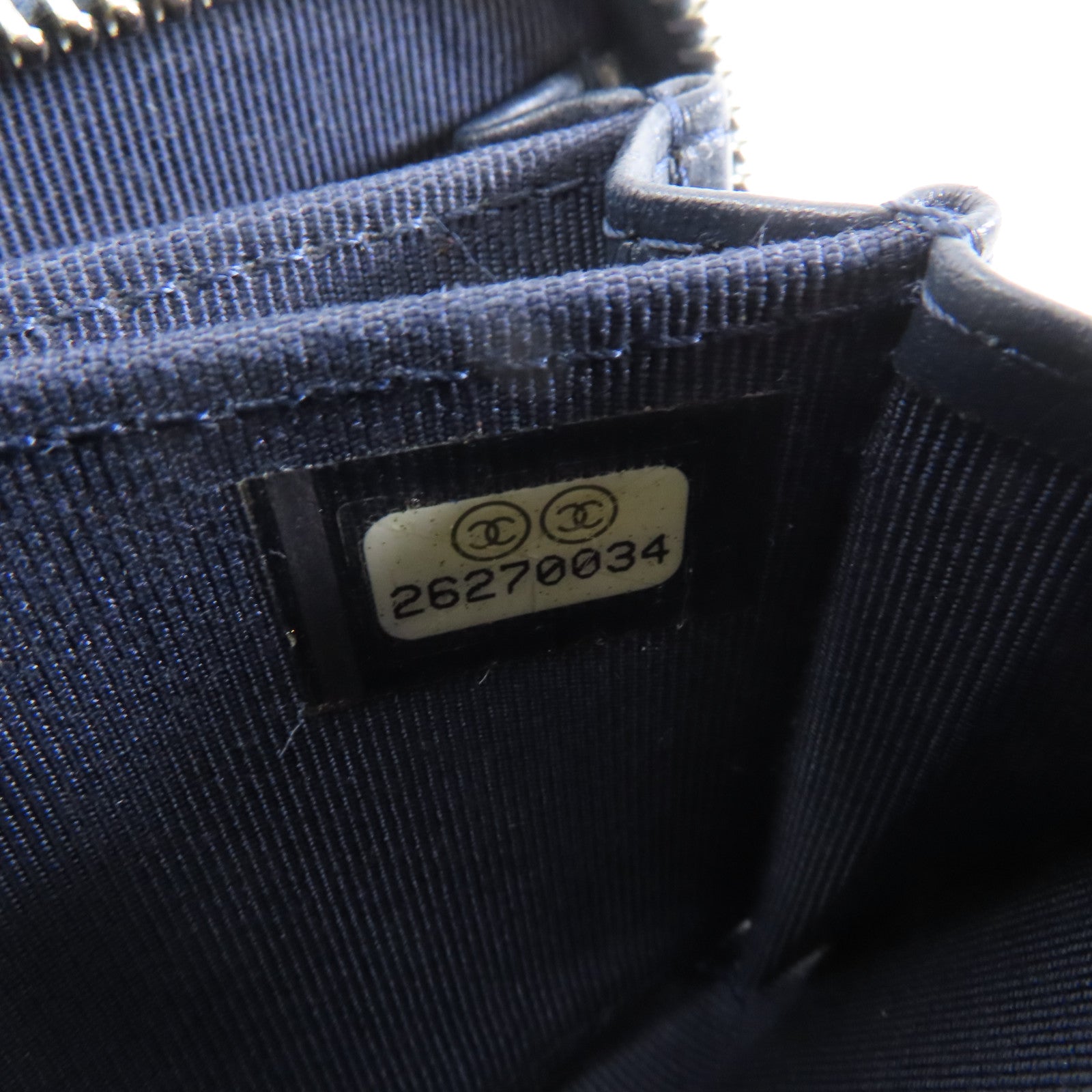 CHANEL 菱格Caviar皮革Coin/Card Purse銀扣零錢包/卡片套深藍色