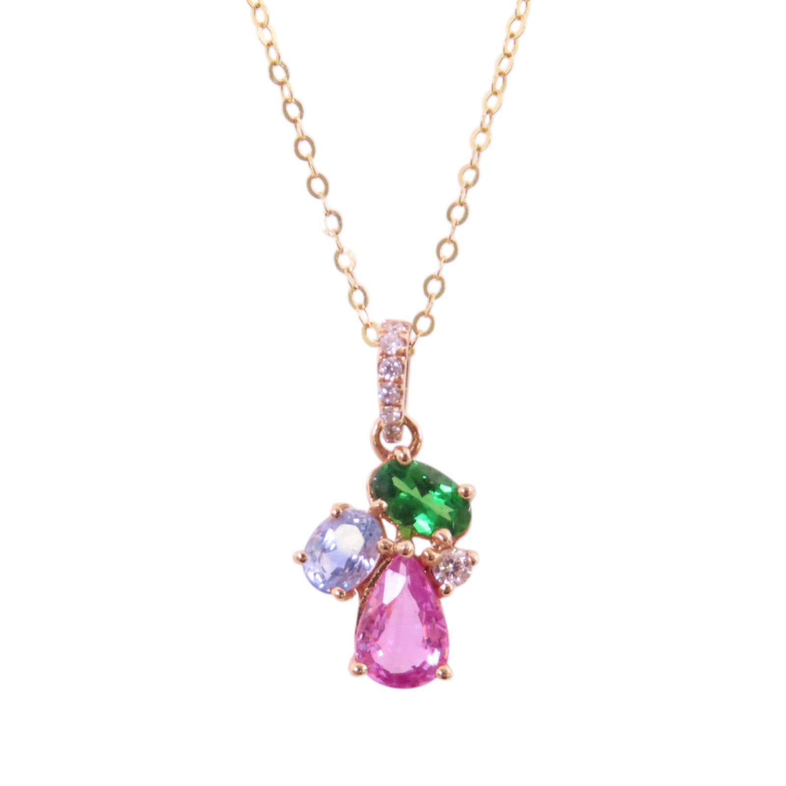 JEWELRY 18K黃金/彩色寶石/鑽石Diamond Multi Stone Necklace項鏈
