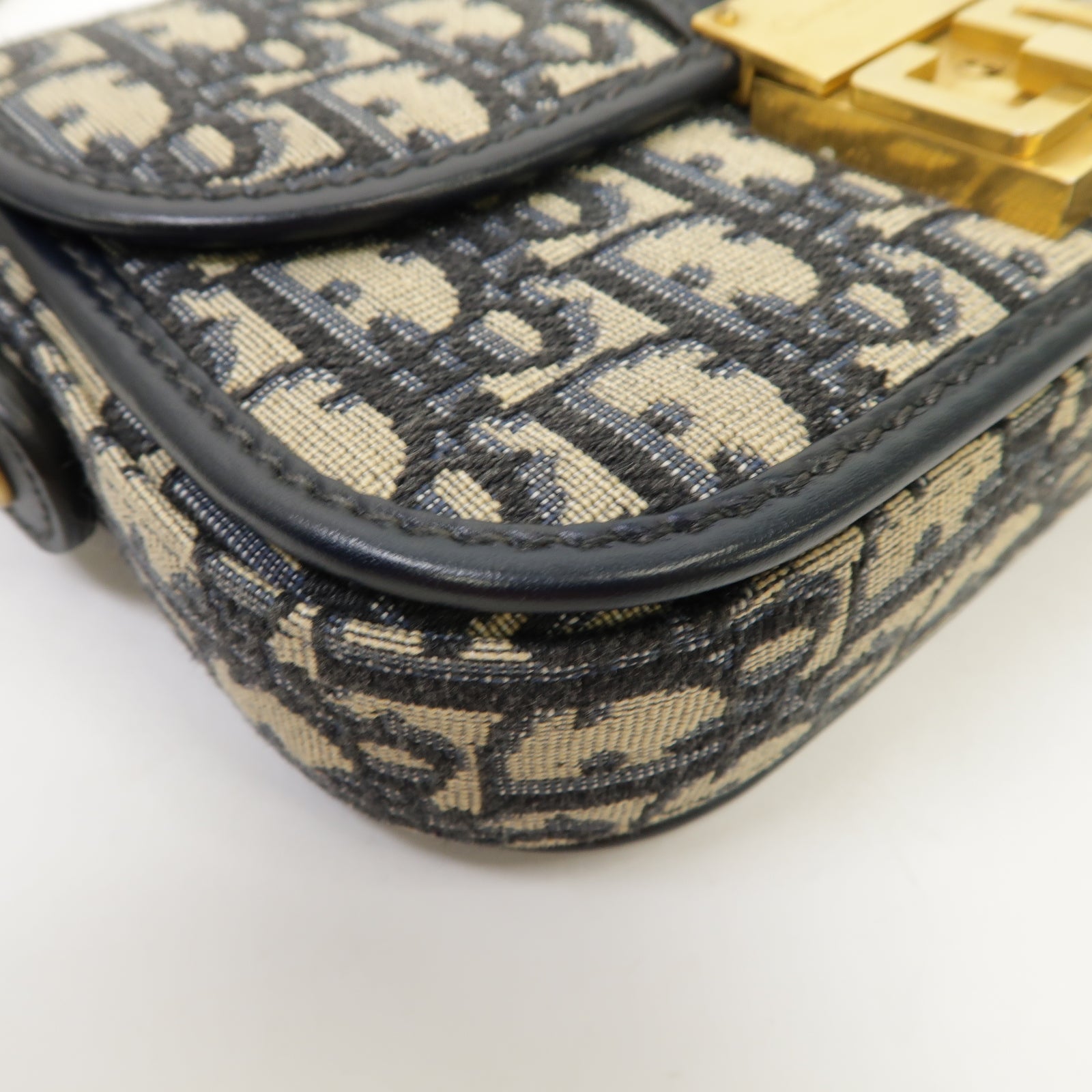 Dior 【激減優惠】帆布Dioraddict Flap金扣肩背袋藍色