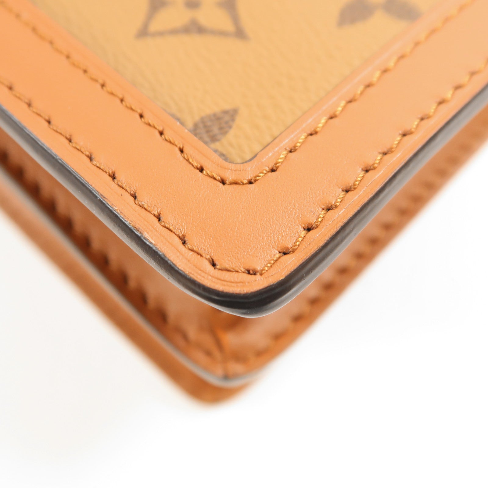 LOUIS VUITTON Monogram/Monogram Reverse Dauphine MM金扣手挽肩背兩用袋棕色