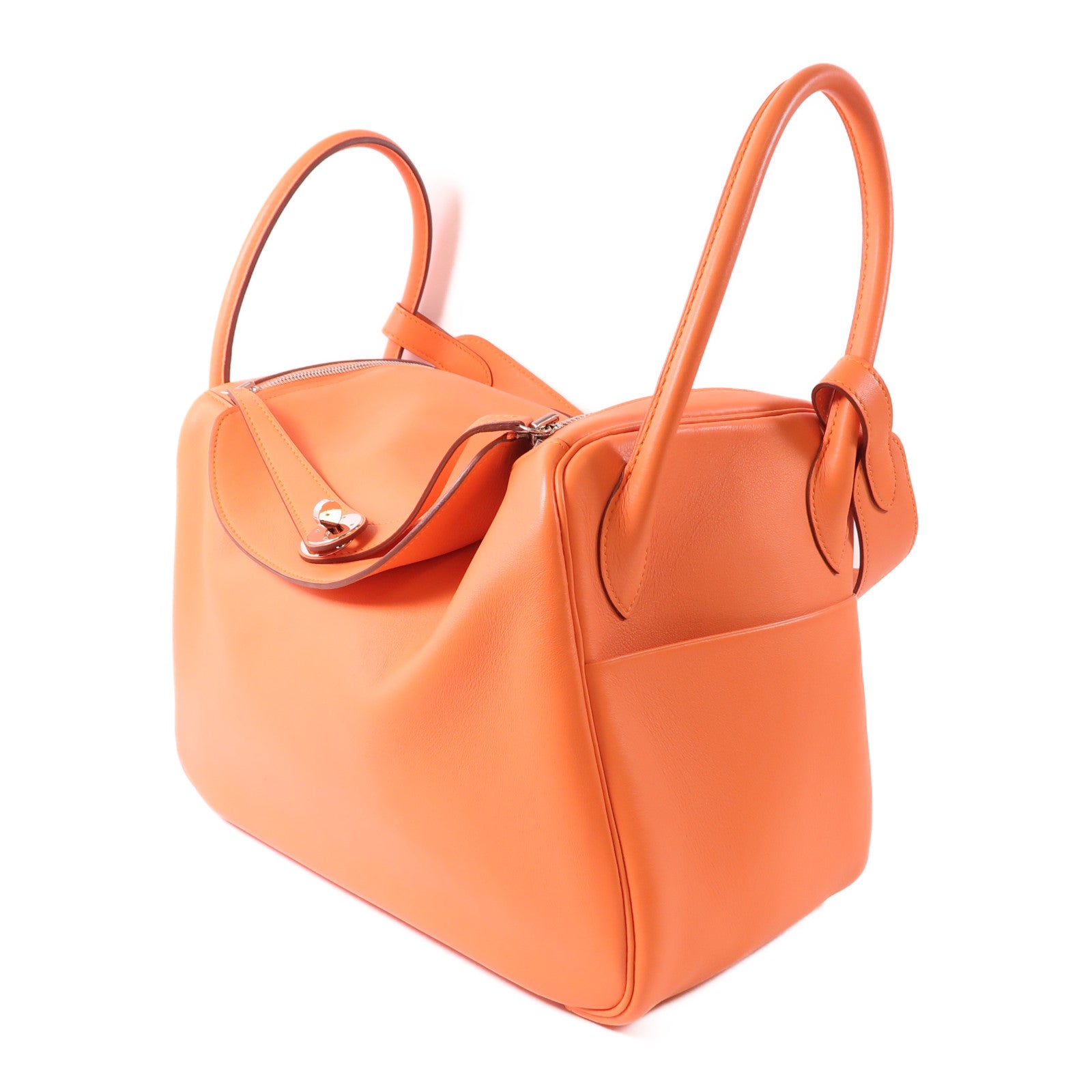 HERMES Swift皮革Lindy 34銀扣手挽肩背兩用袋Crevette