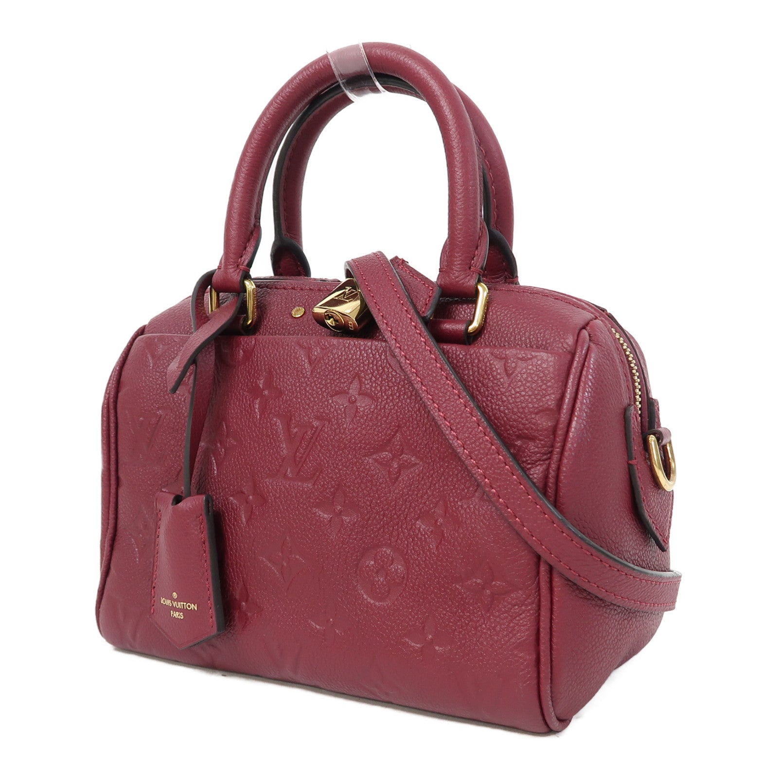 LOUIS VUITTON Monogram Empreinte Speedy 25金扣手挽肩背兩用袋紅色