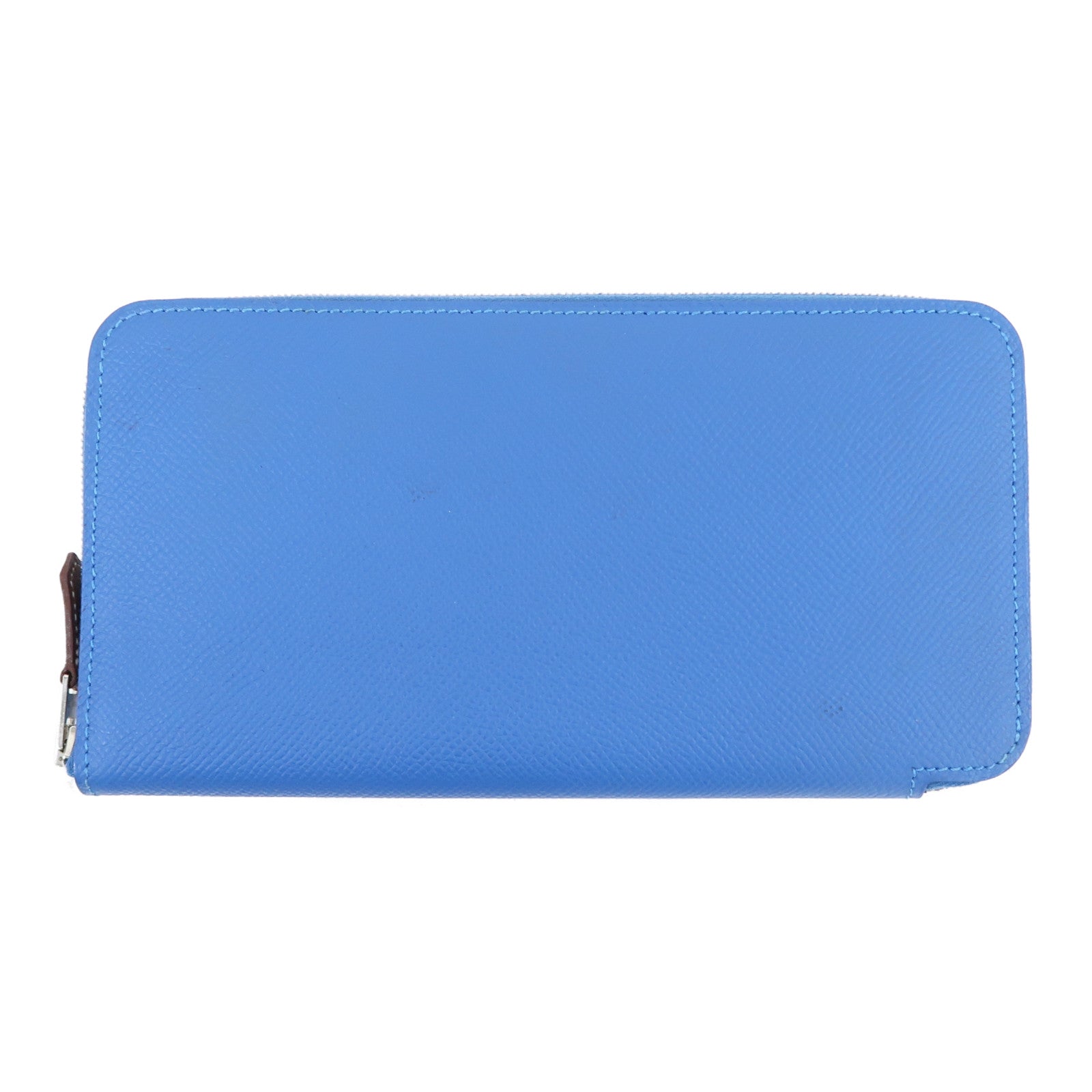 HERMES Epsom皮革Silk In Long Wallet銀扣長錢包藍色