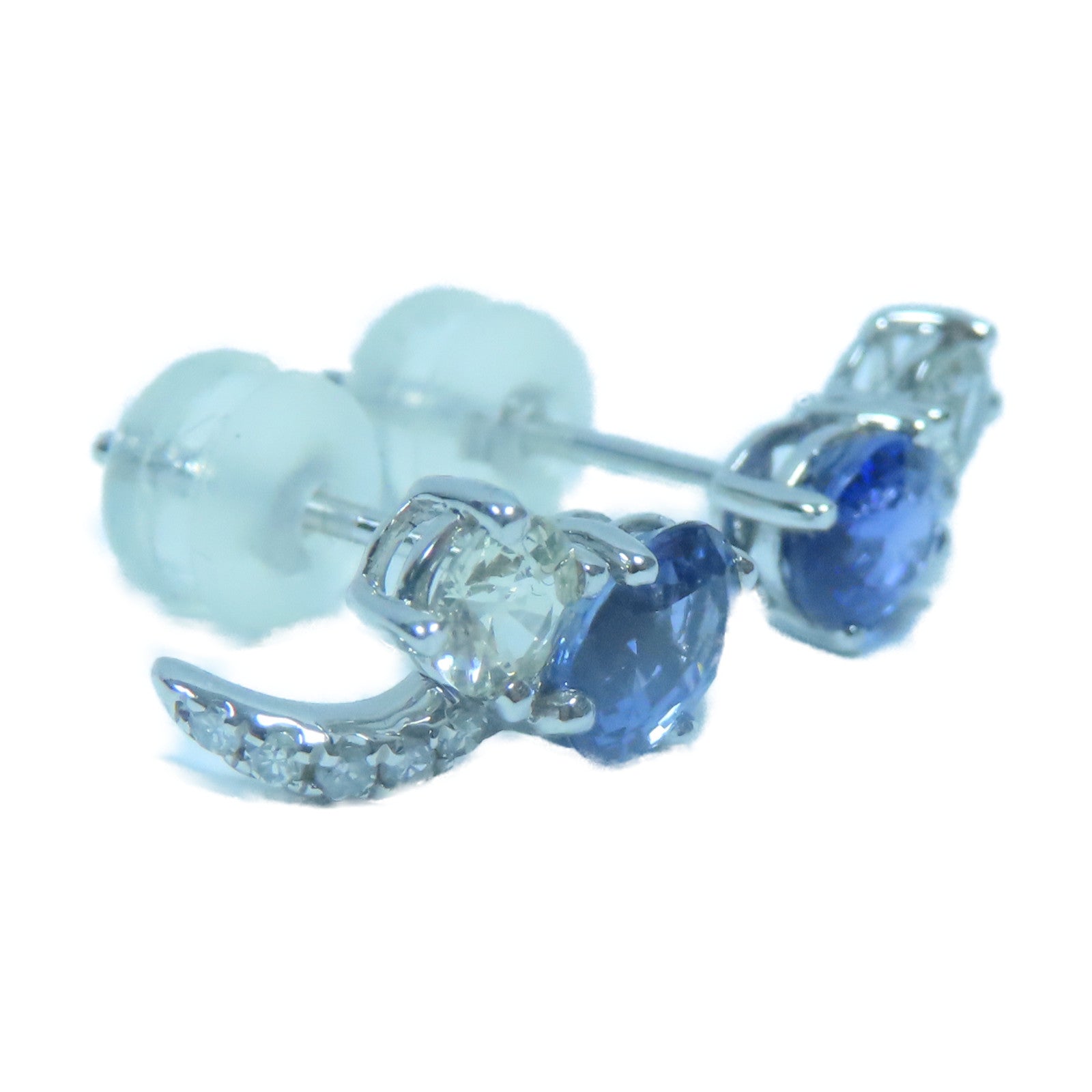 JEWELRY **【激減優惠】18K白金Sapphire Diamond Earrings 1.34ct藍寶石/0.06ct鑽石耳環銀色/藍色