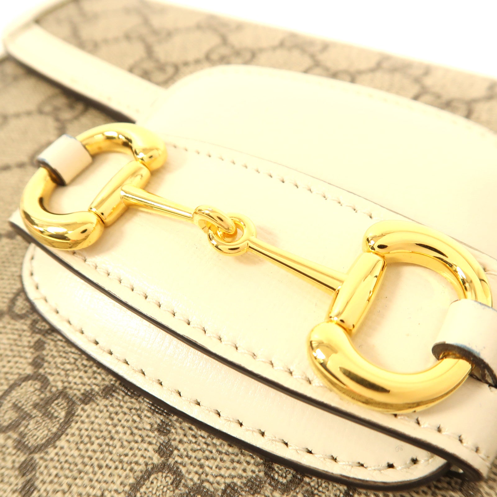 GUCCI 【激減優惠】塗層帆布Horsebit 1955金扣肩背袋