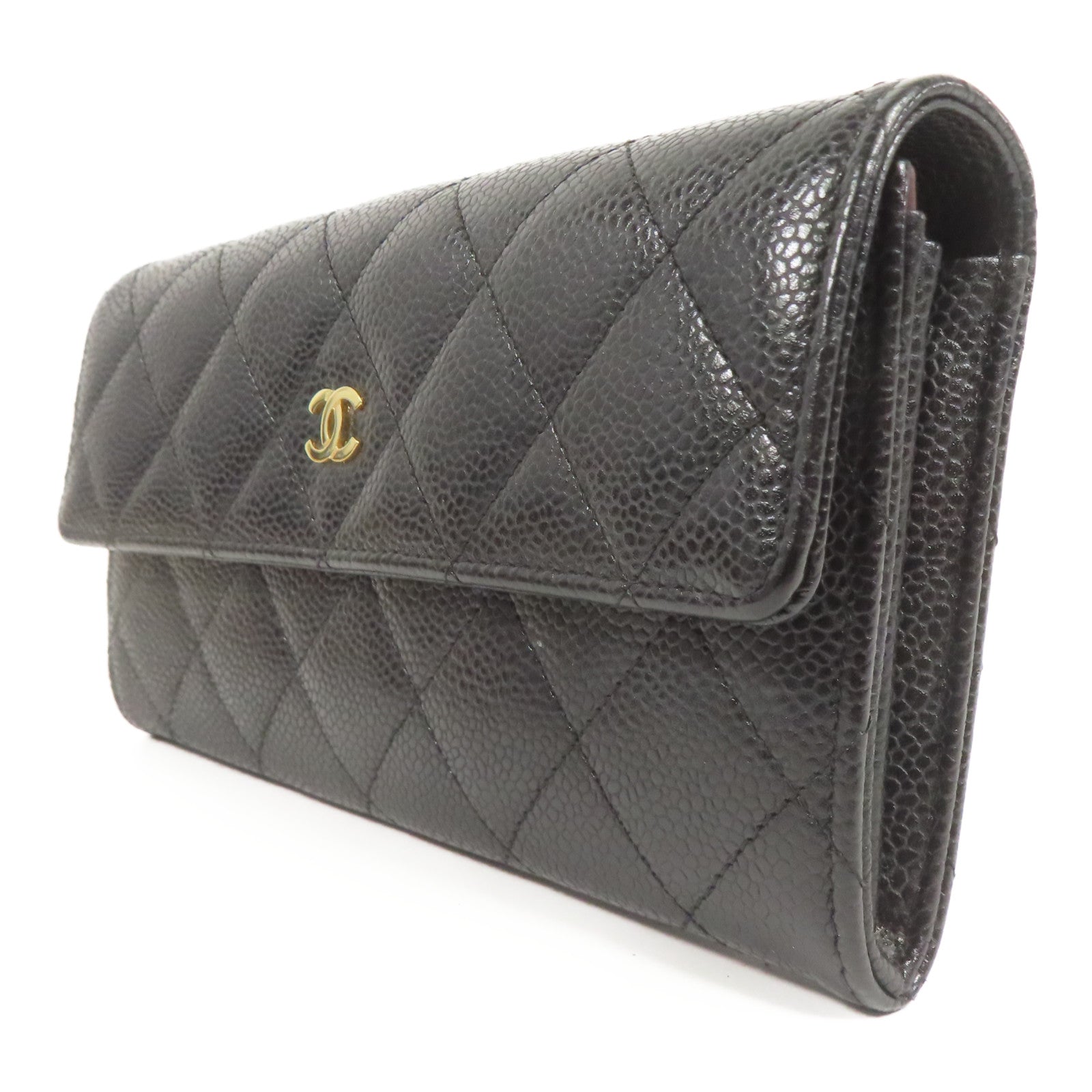 CHANEL 牛皮皮革Long Wallet金扣長錢包